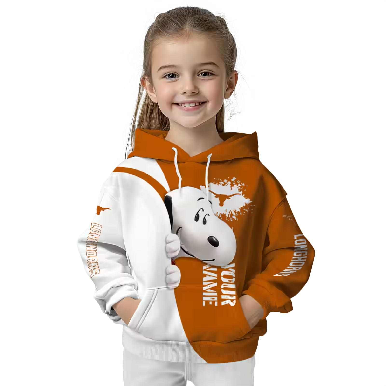 custom texas longhorns peeking snoopy orange hoodie top rated