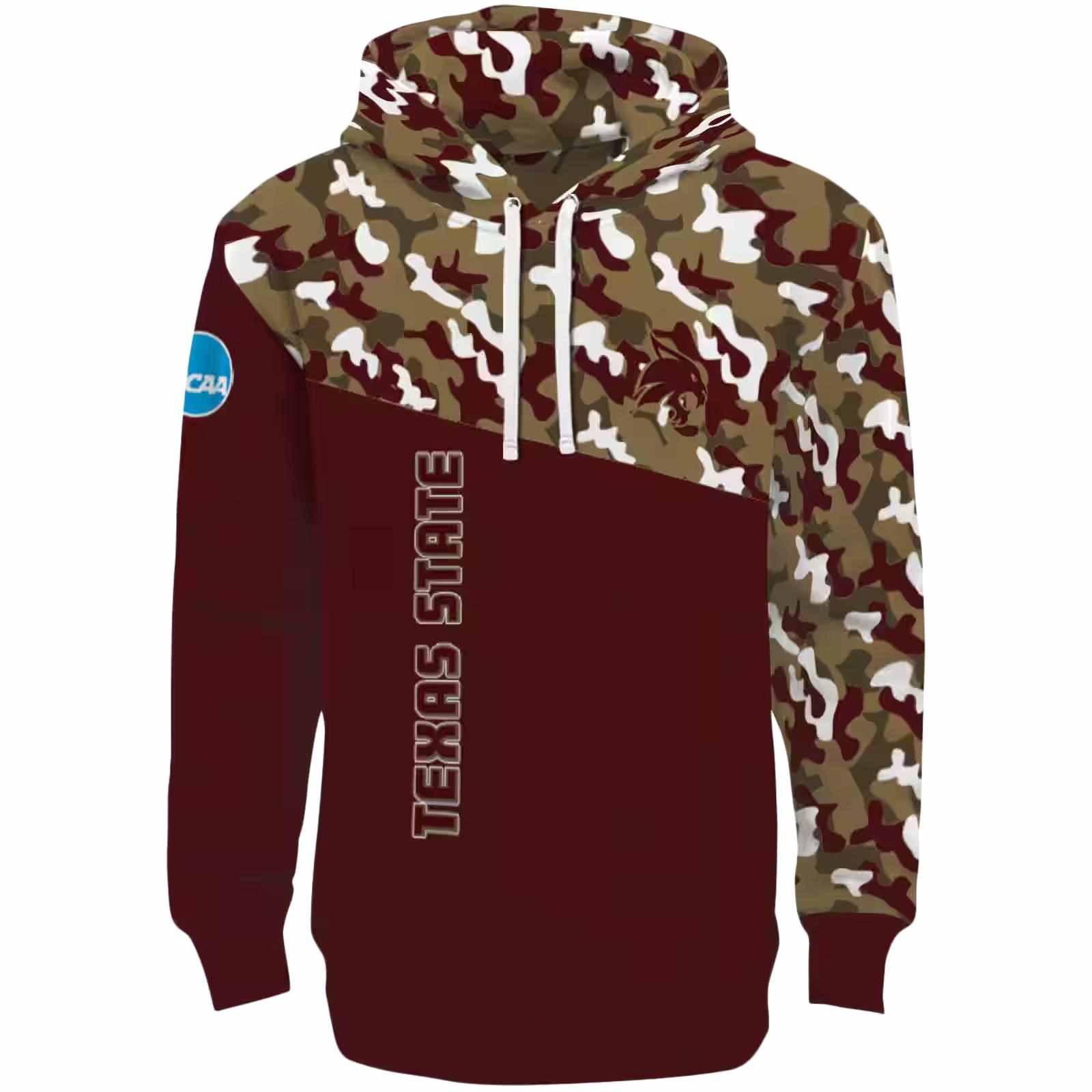 Custom Texas State Bobcats Camo Pattern Maroon Hoodie