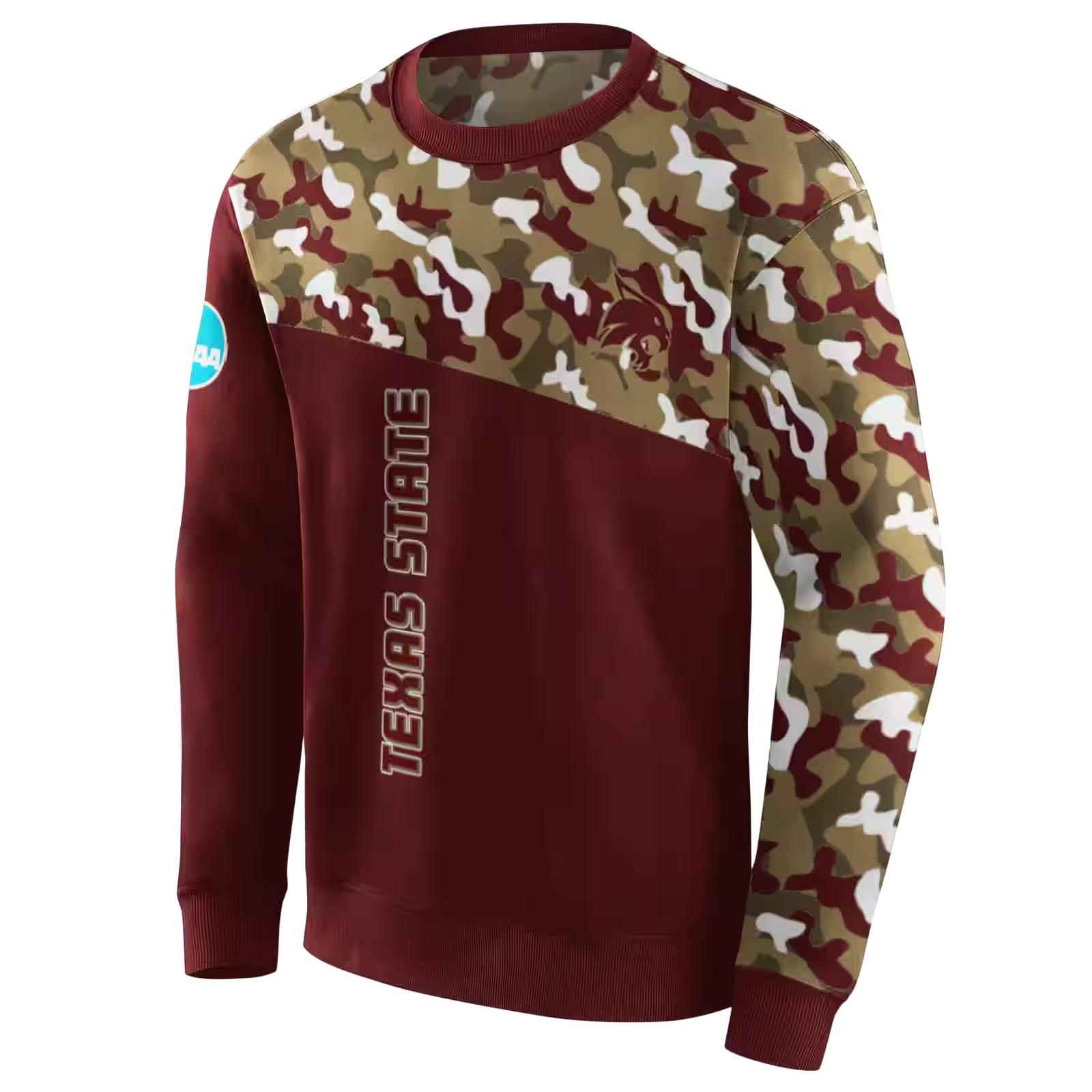 custom texas state bobcats camo pattern maroon hoodie new arrival