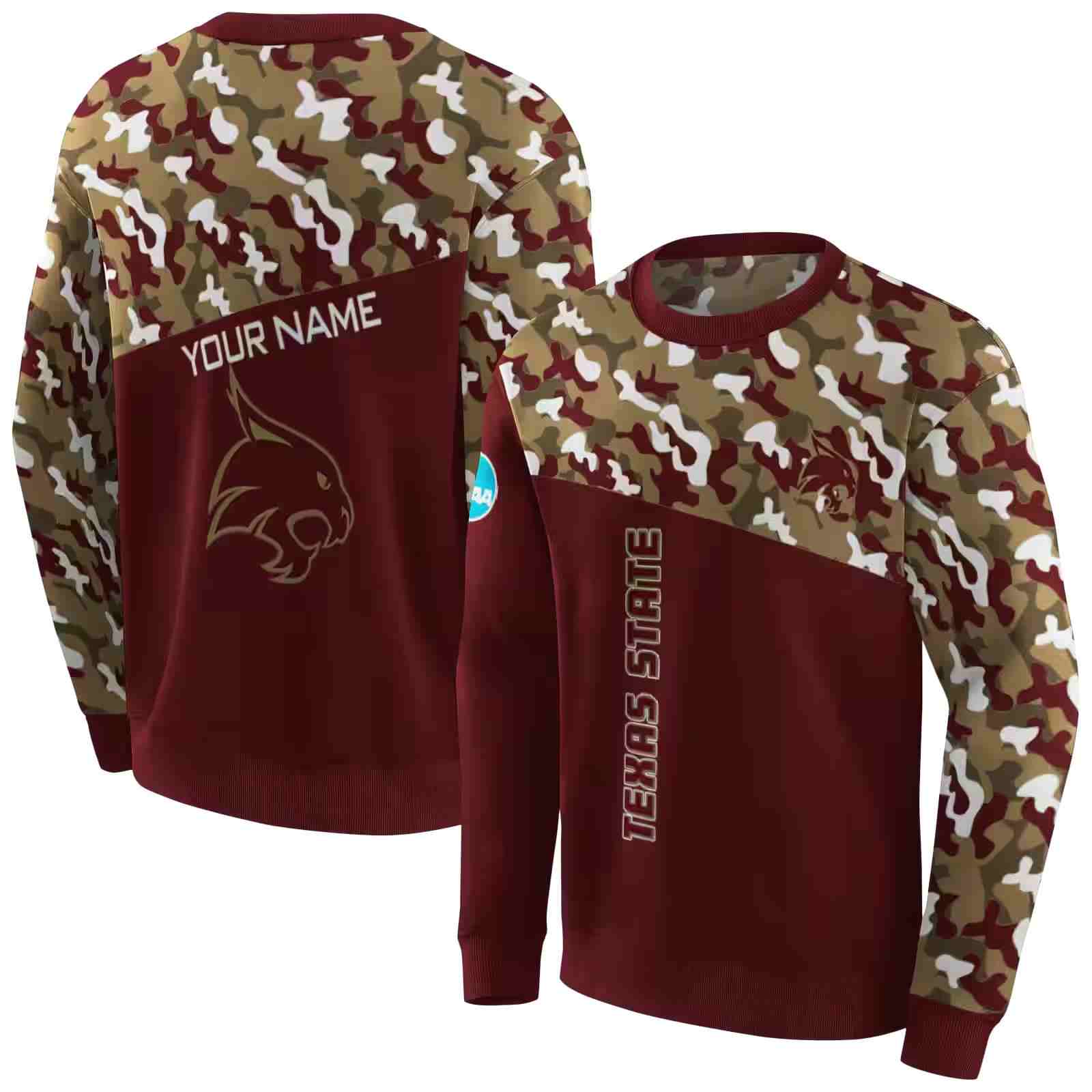 custom texas state bobcats camo pattern maroon hoodie premium grade