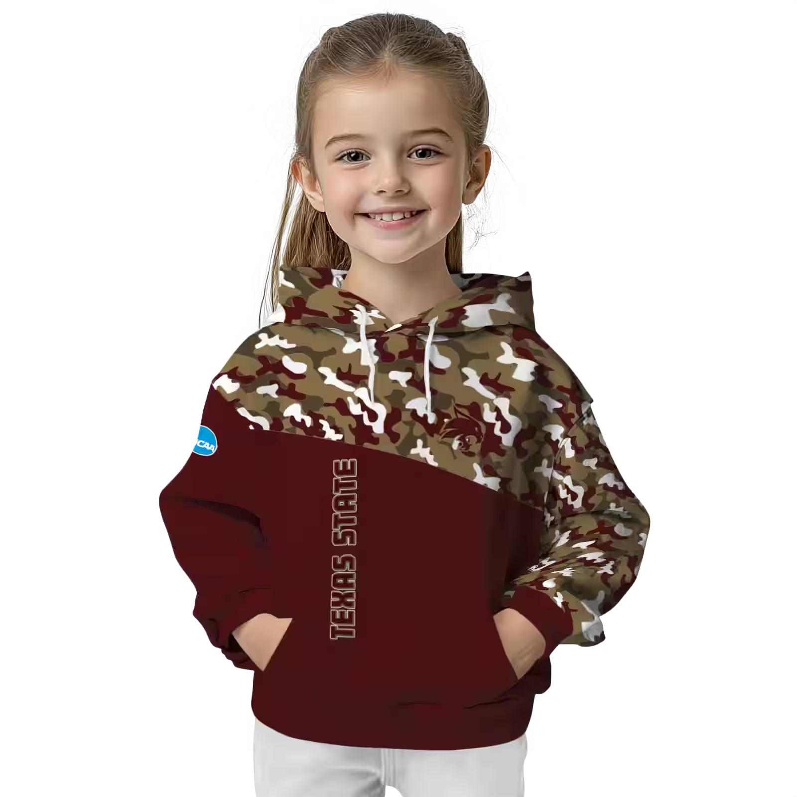 custom texas state bobcats camo pattern maroon hoodie top rated