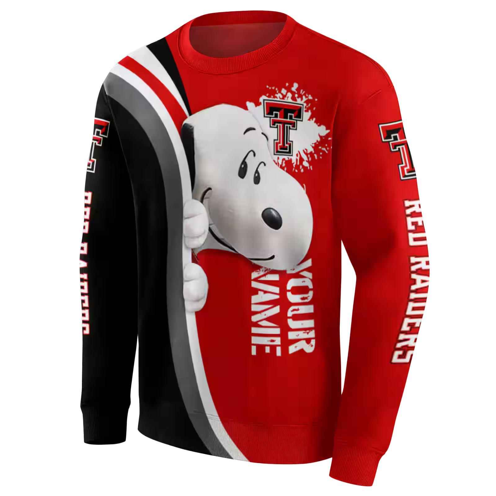 custom texas tech red raiders peeking snoopy red hoodie new arrival