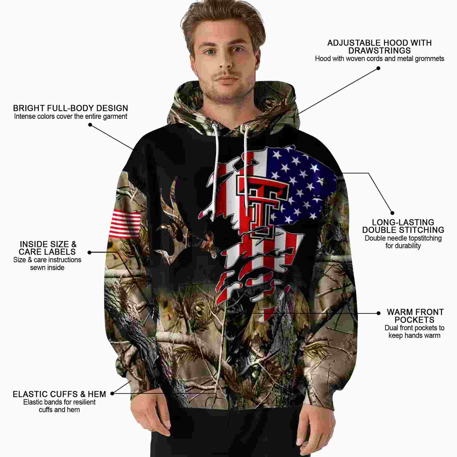 custom texas tech red raiders tree camo hoodie latest model