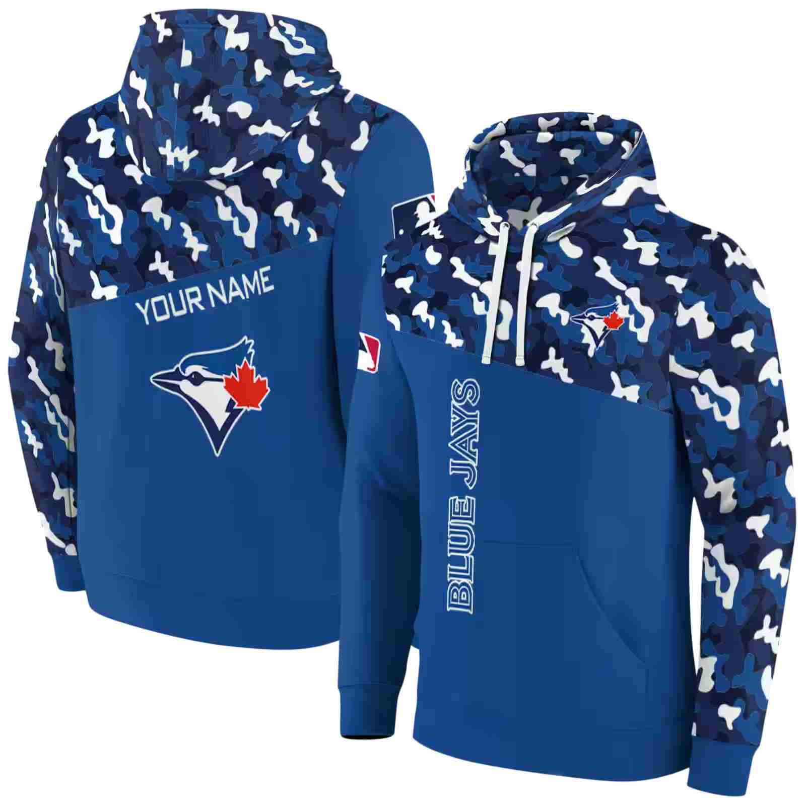 custom toronto blue jays camo pattern blue hoodie fashion forward