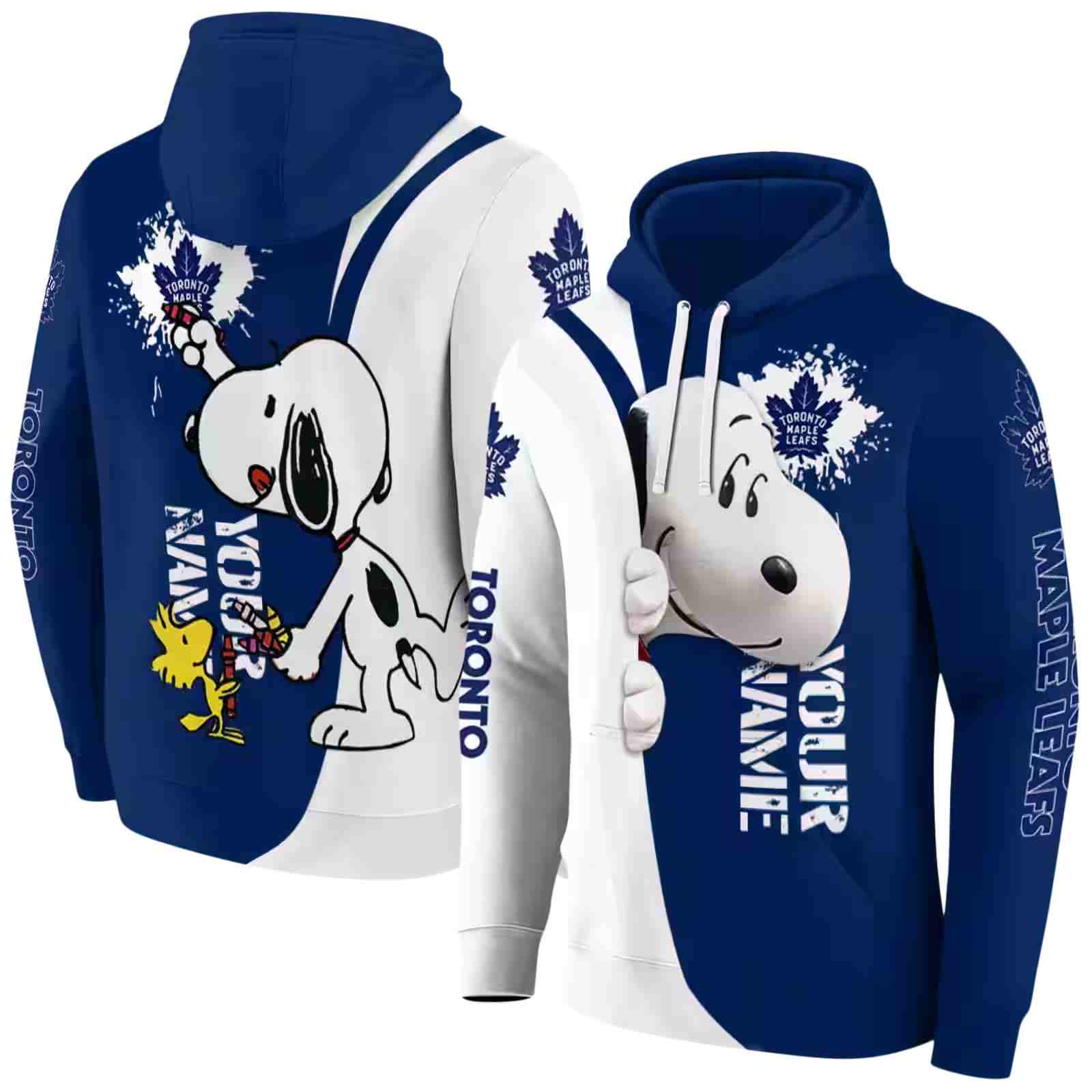 custom toronto maple leafs peeking snoopy blue hoodie fashion forward