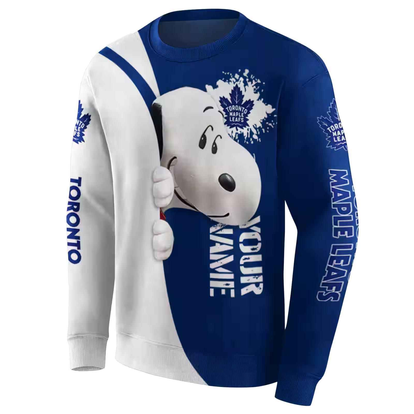 custom toronto maple leafs peeking snoopy blue hoodie new arrival