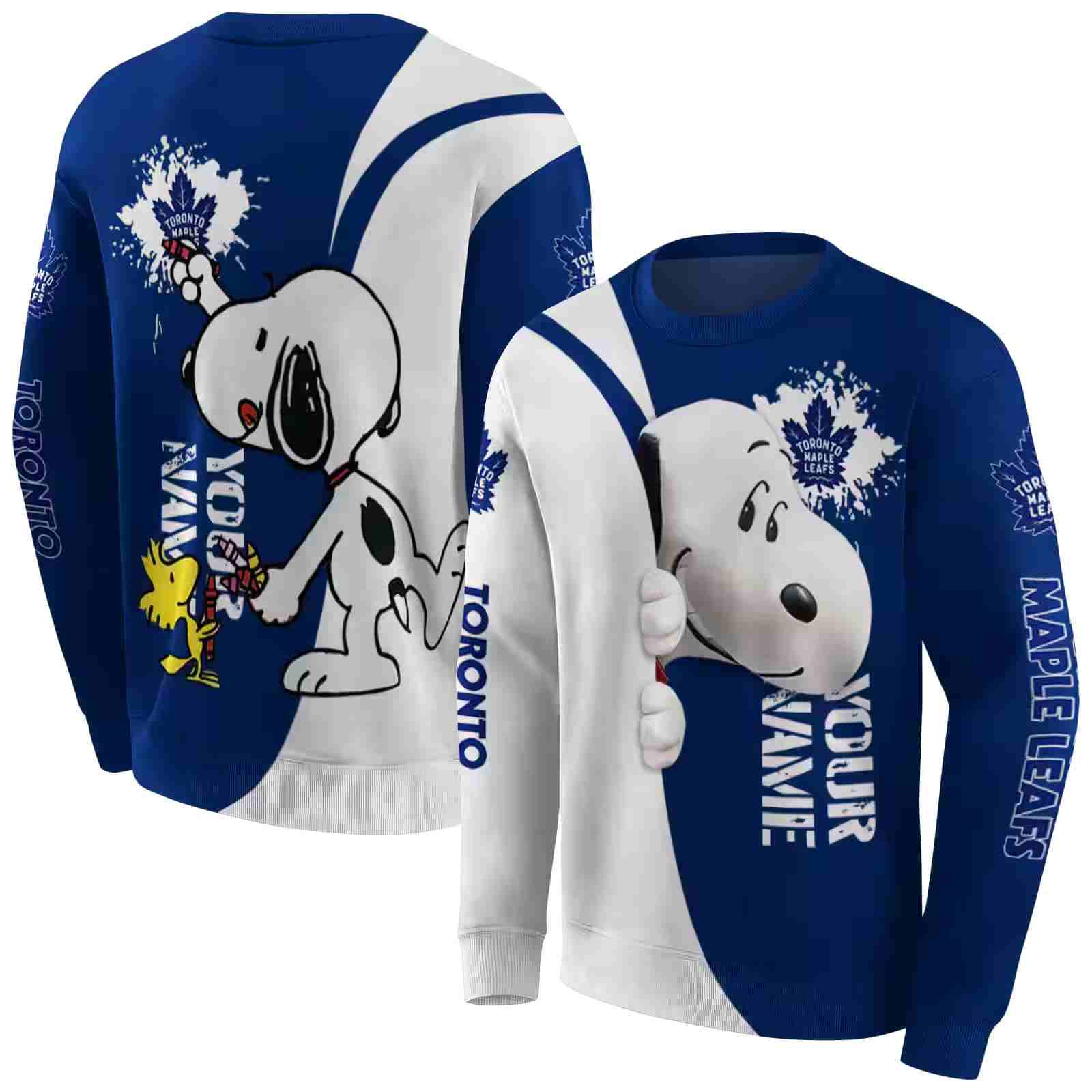 custom toronto maple leafs peeking snoopy blue hoodie premium grade