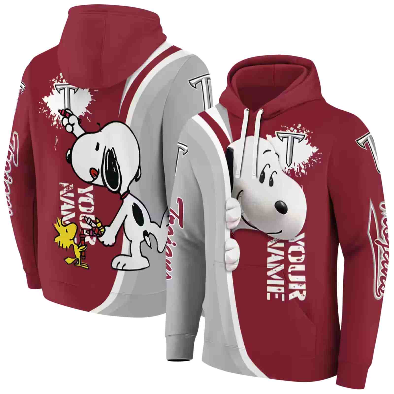 custom troy trojans peeking snoopy red hoodie fashion forward