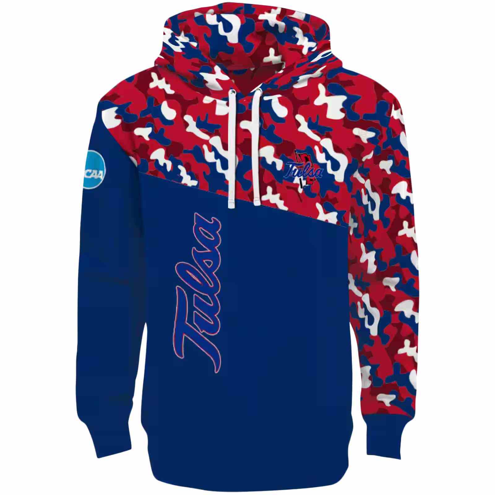 Custom Tulsa Golden Hurricane Camo Pattern Blue Hoodie