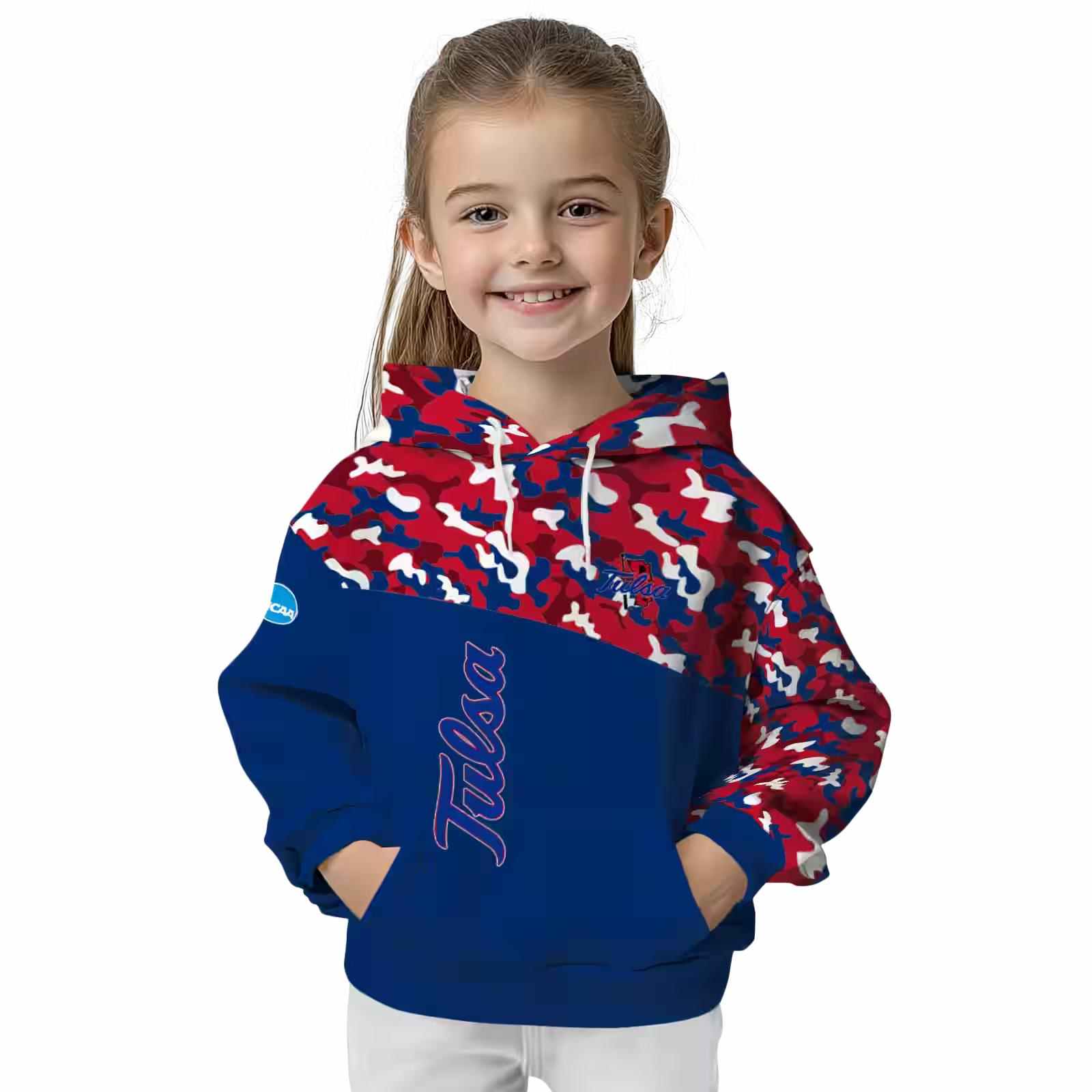 custom tulsa golden hurricane camo pattern blue hoodie top rated