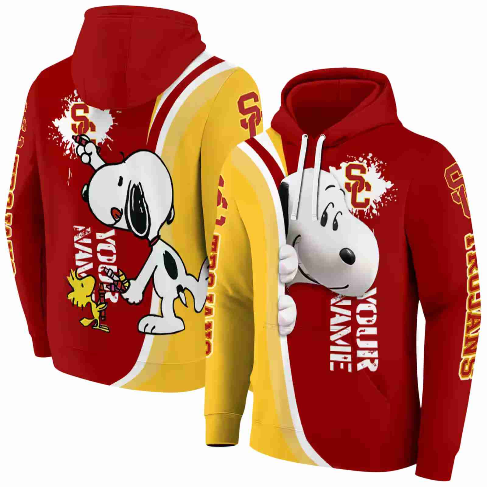 custom usc trojans peeking snoopy red hoodie fashion forward