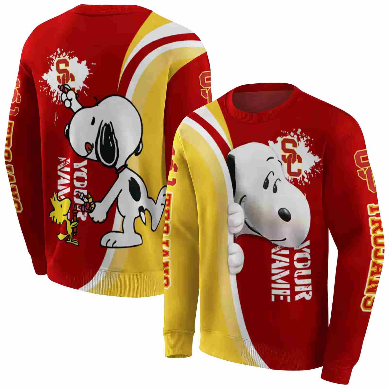 custom usc trojans peeking snoopy red hoodie premium grade