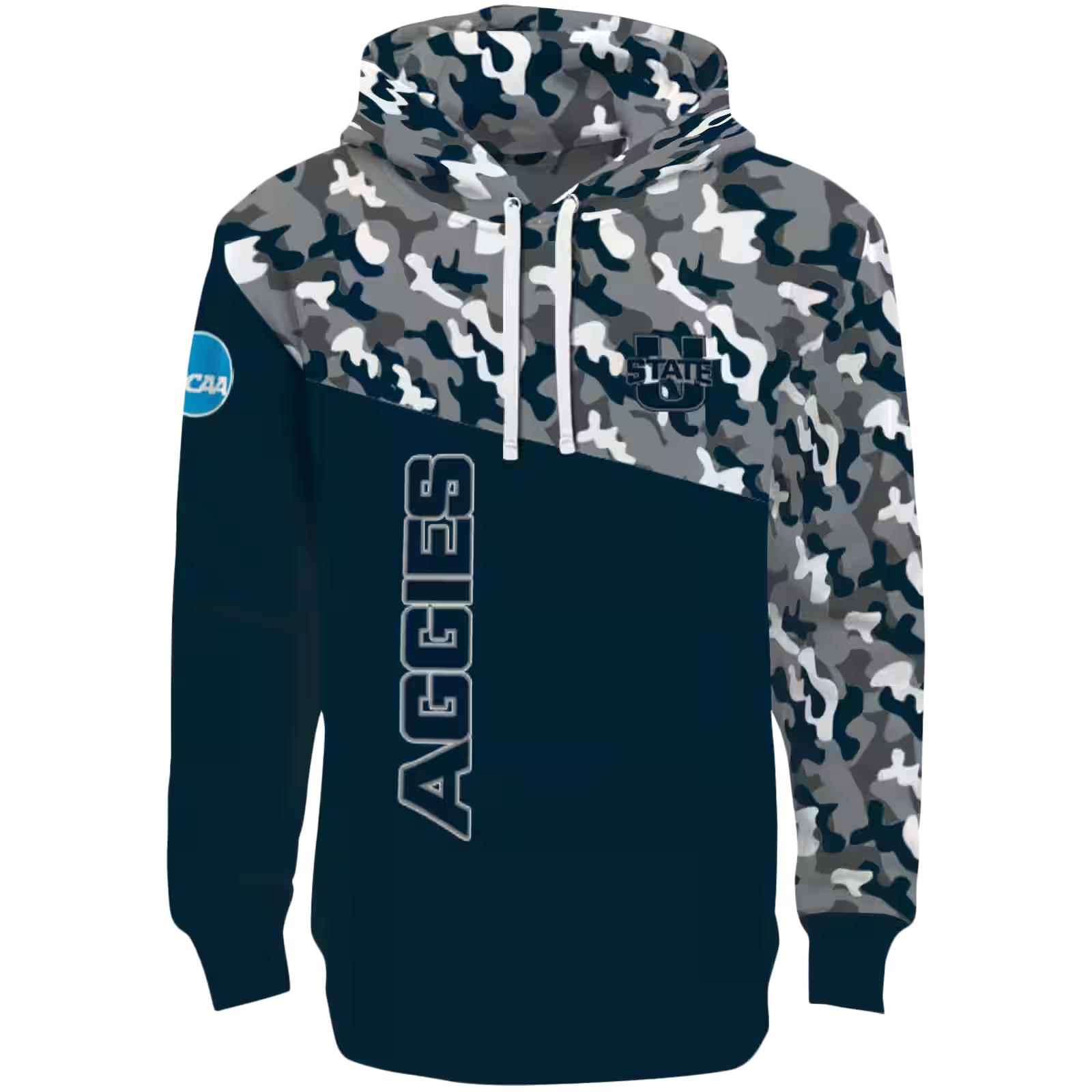 Custom Utah State Aggies Camo Pattern Navy Hoodie