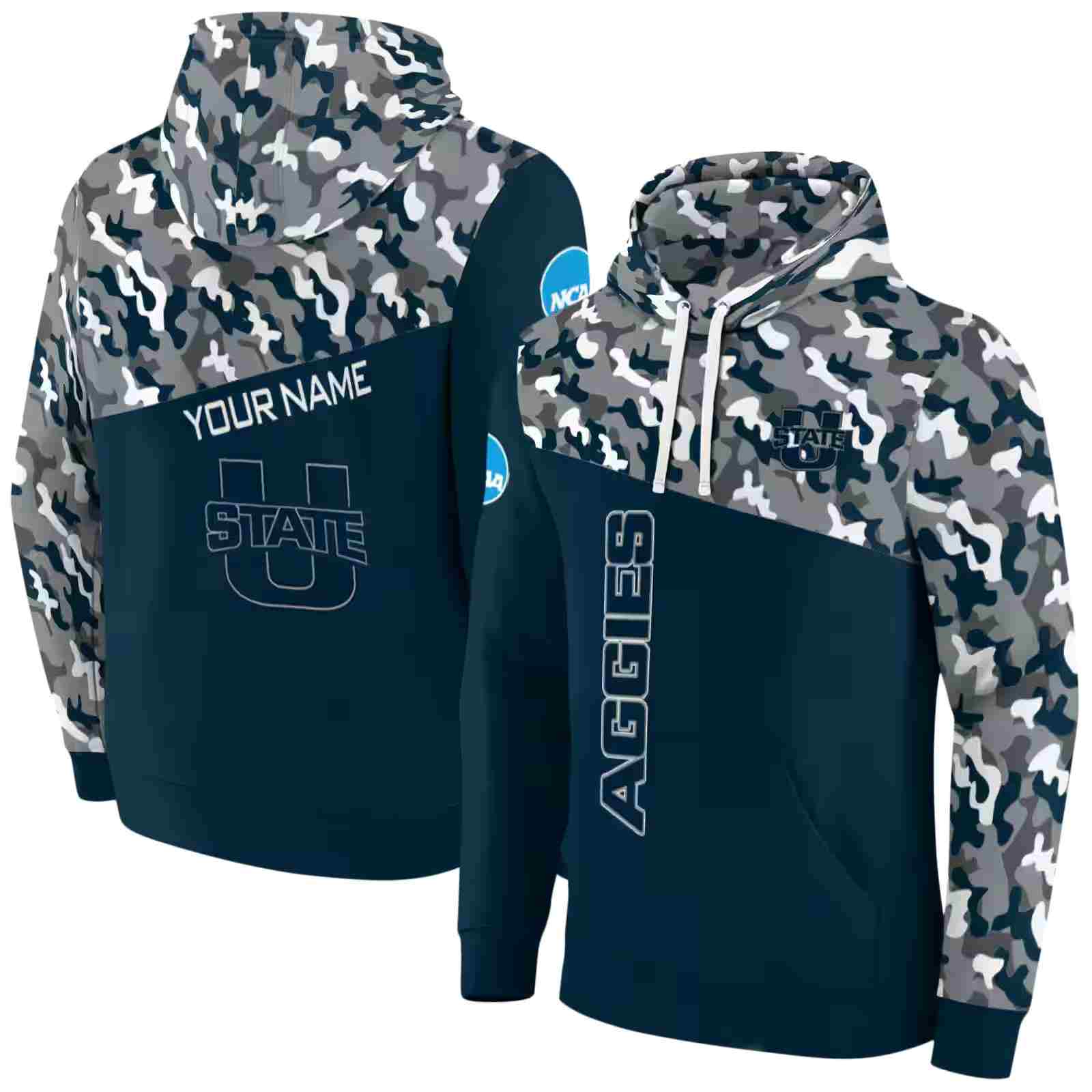 custom utah state aggies camo pattern navy hoodie fashion forward