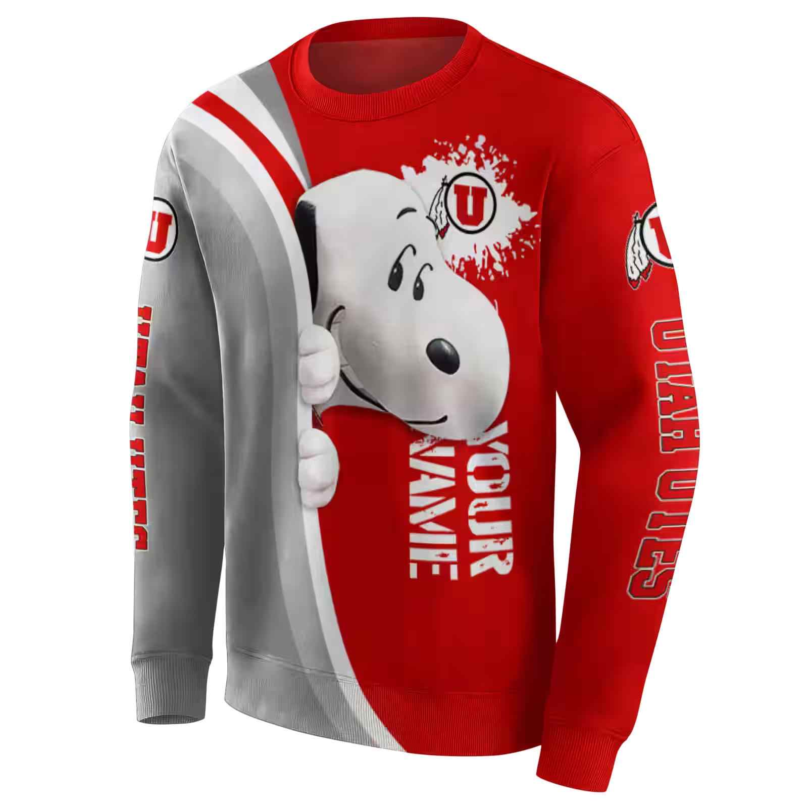 custom utah utes peeking snoopy red hoodie new arrival