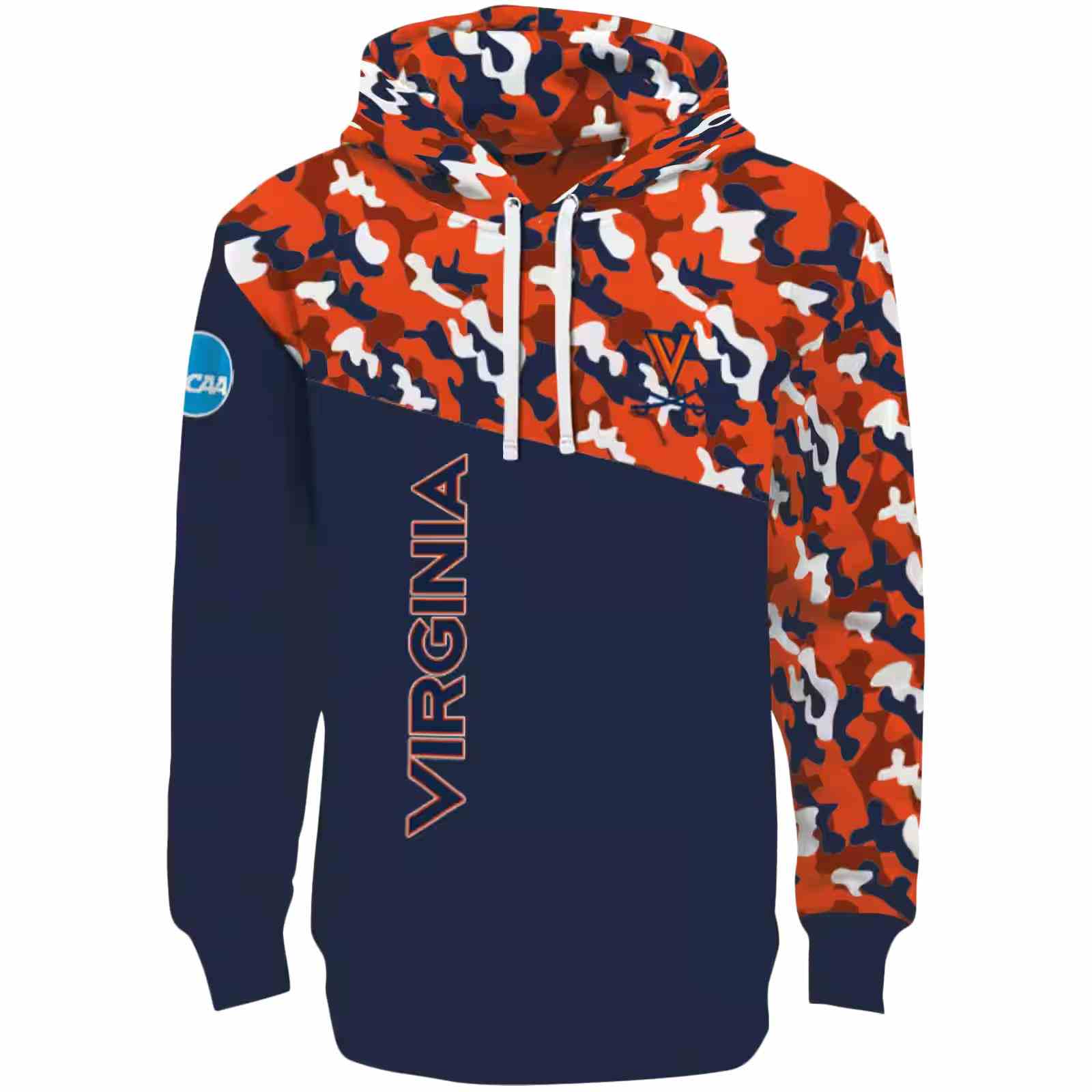 Custom Virginia Cavaliers Camo Pattern Blue Hoodie