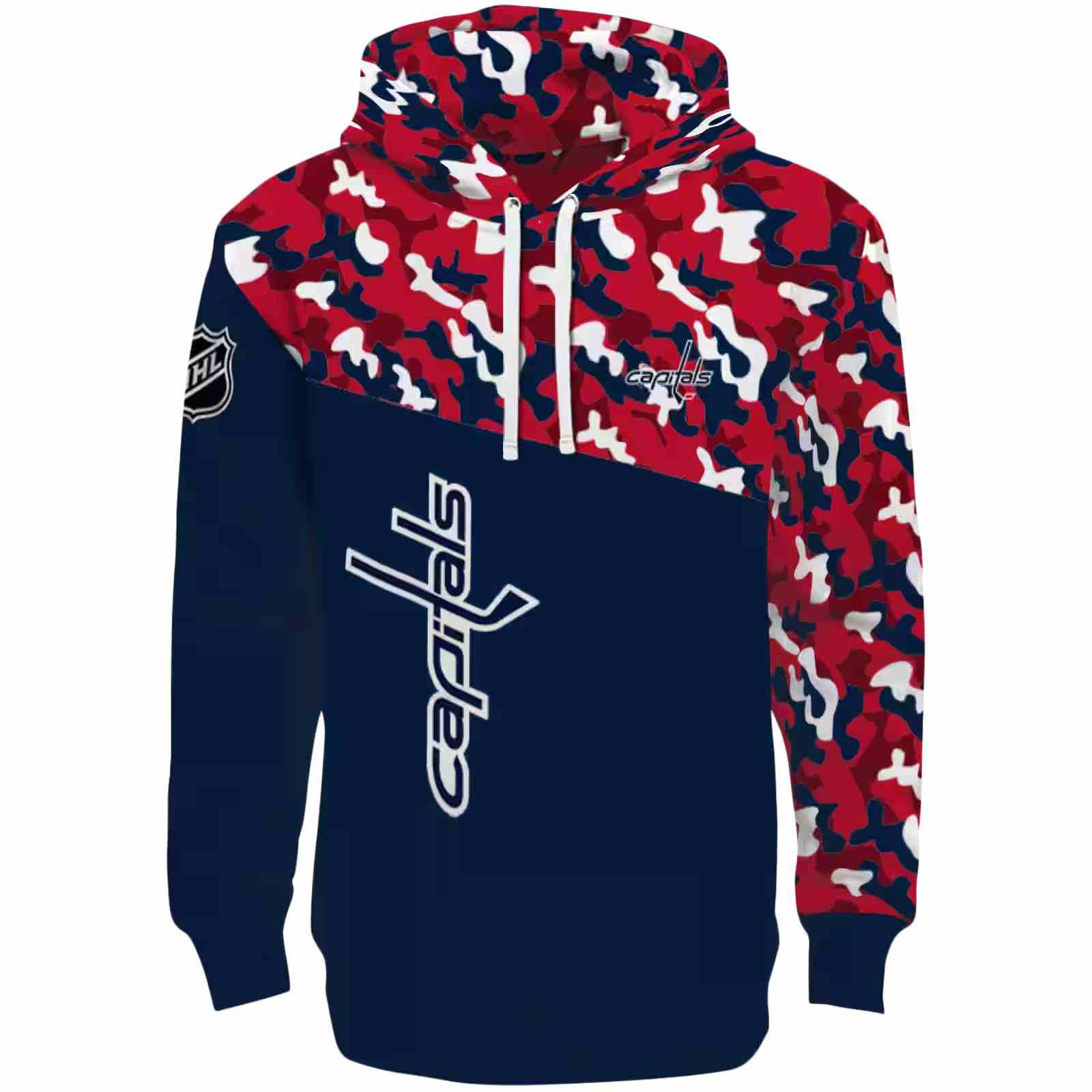 Custom Washington Capitals Camo Pattern Blue Hoodie