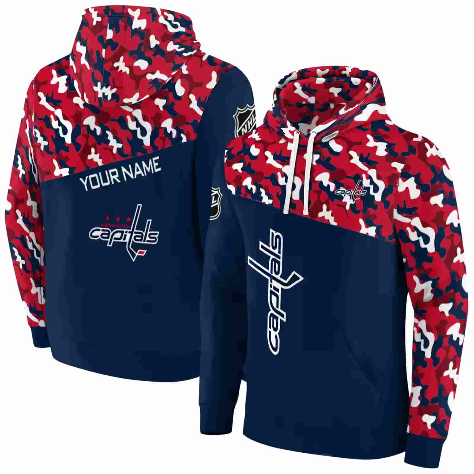 custom washington capitals camo pattern blue hoodie fashion forward