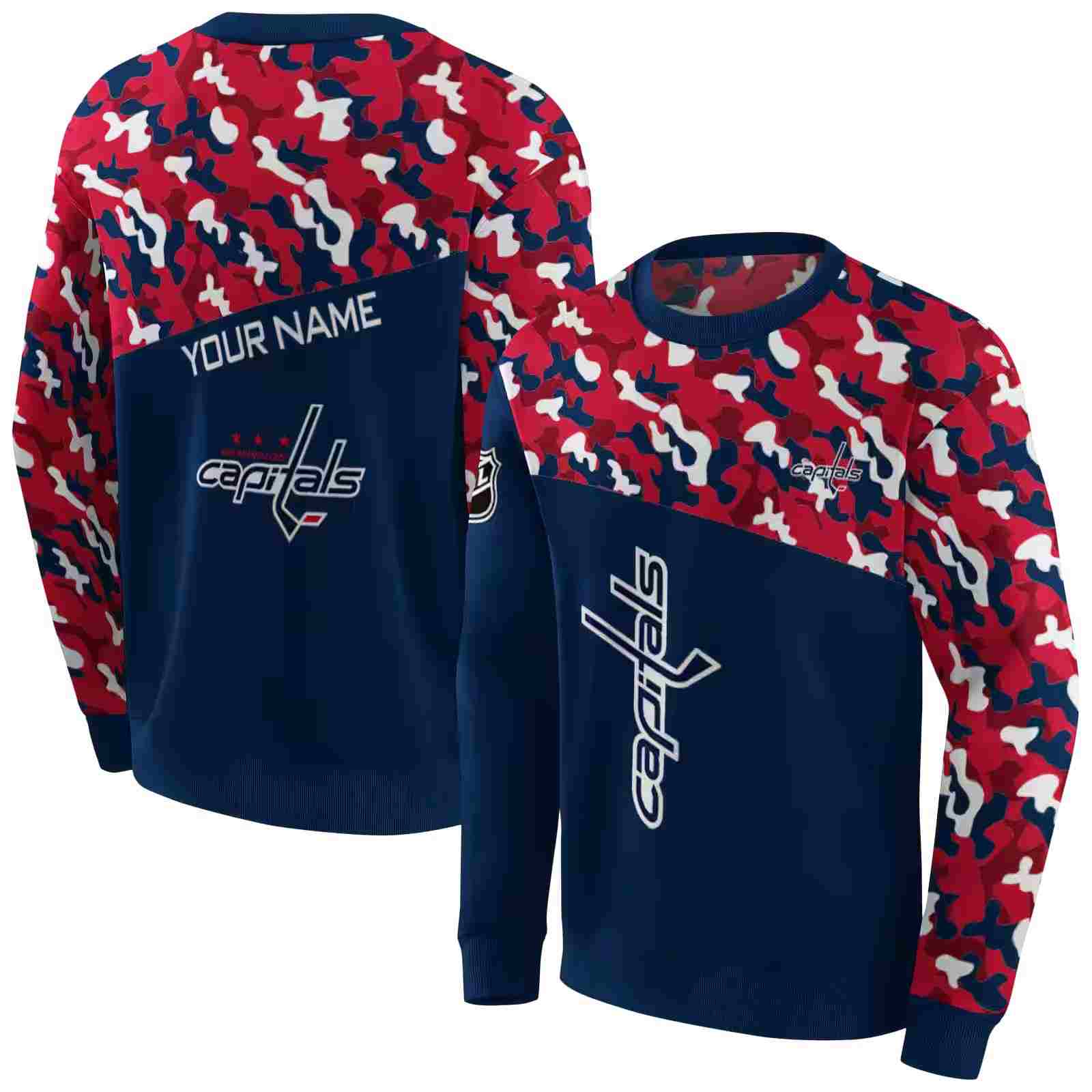 custom washington capitals camo pattern blue hoodie premium grade