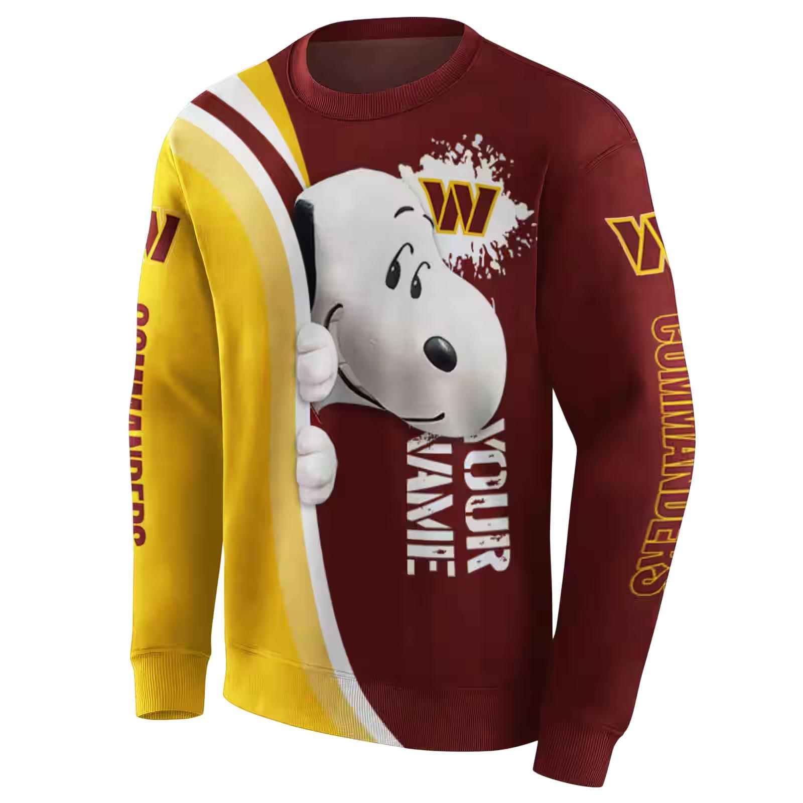 custom washington commanders peeking snoopy burgundy hoodie new arrival