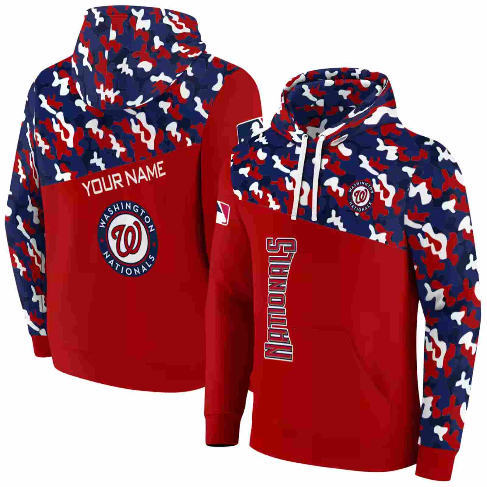 custom washington nationals camo pattern red hoodie fashion forward