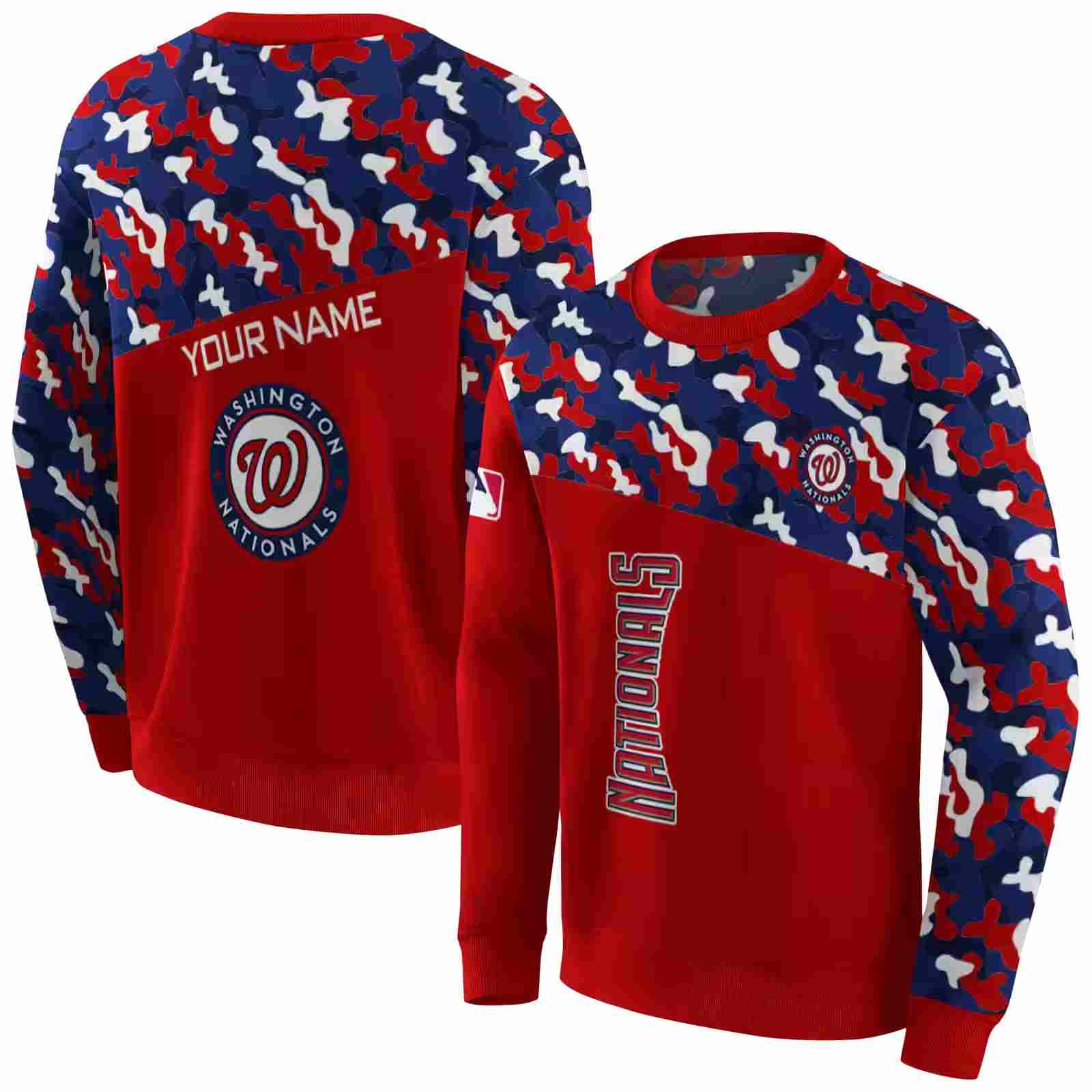 custom washington nationals camo pattern red hoodie premium grade