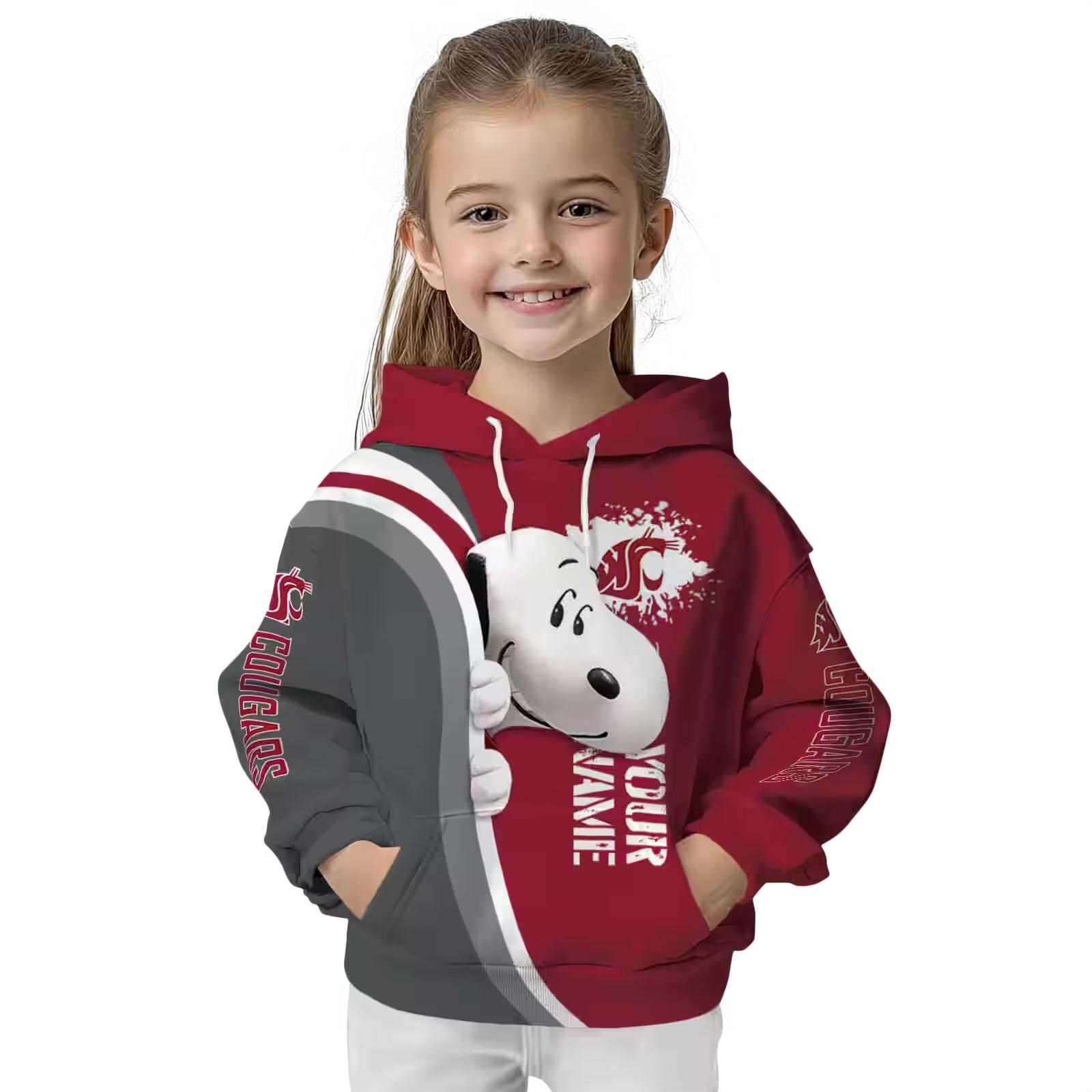 custom washington state cougars peeking snoopy crimson hoodie top rated