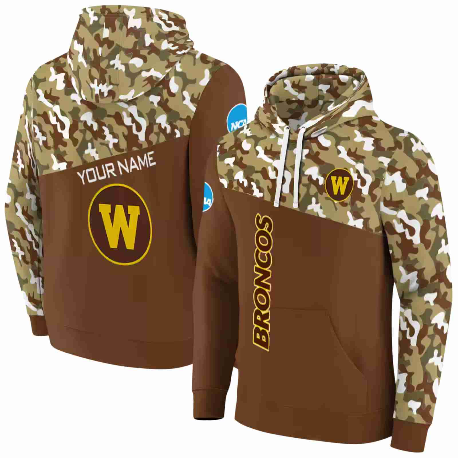 custom western michigan broncos camo pattern brown hoodie fashion forward