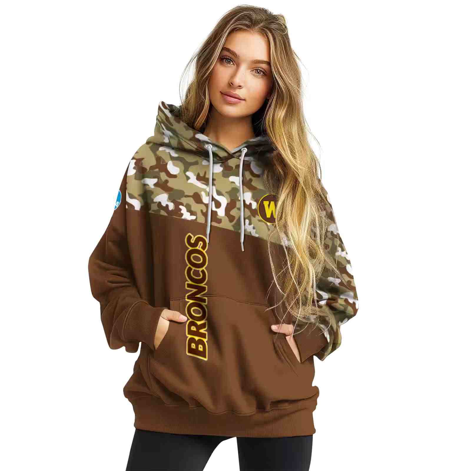 custom western michigan broncos camo pattern brown hoodie high quality