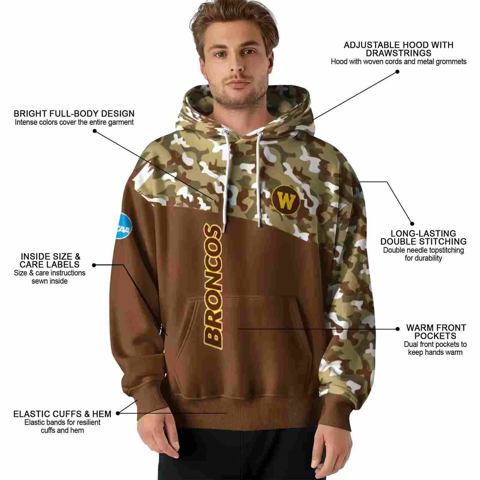 custom western michigan broncos camo pattern brown hoodie latest model