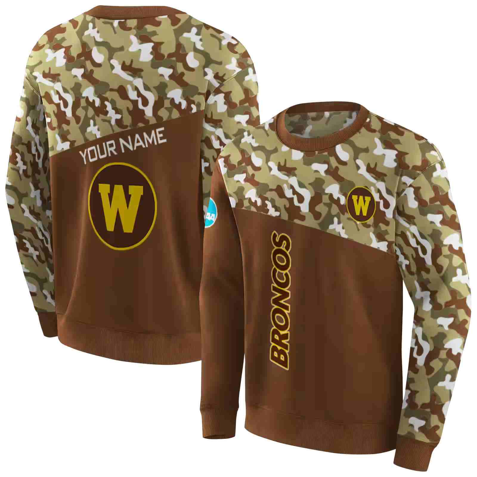 custom western michigan broncos camo pattern brown hoodie premium grade