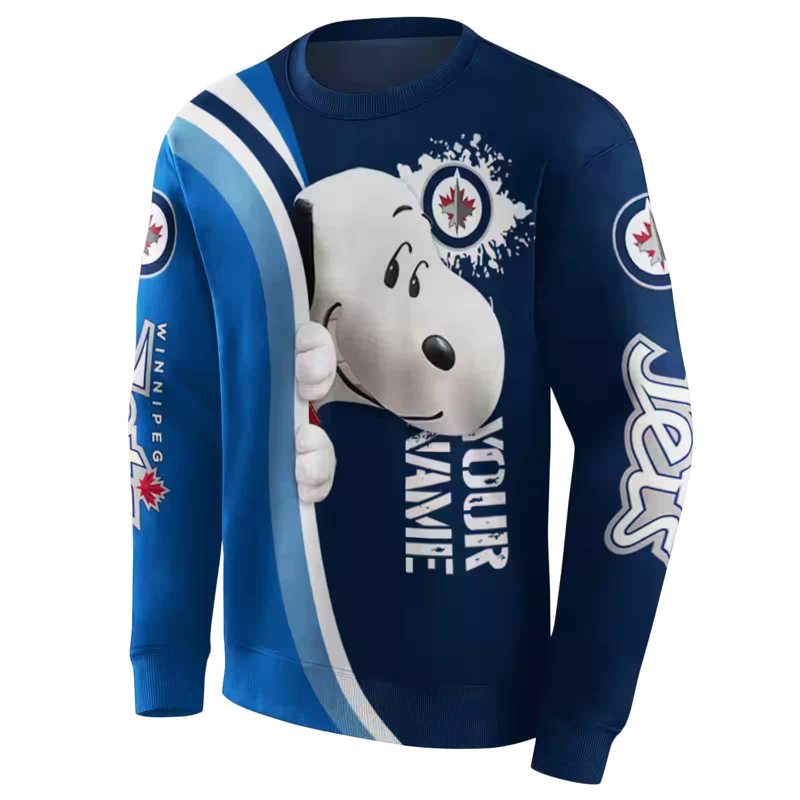 custom winnipeg jets peeking snoopy blue hoodie new arrival