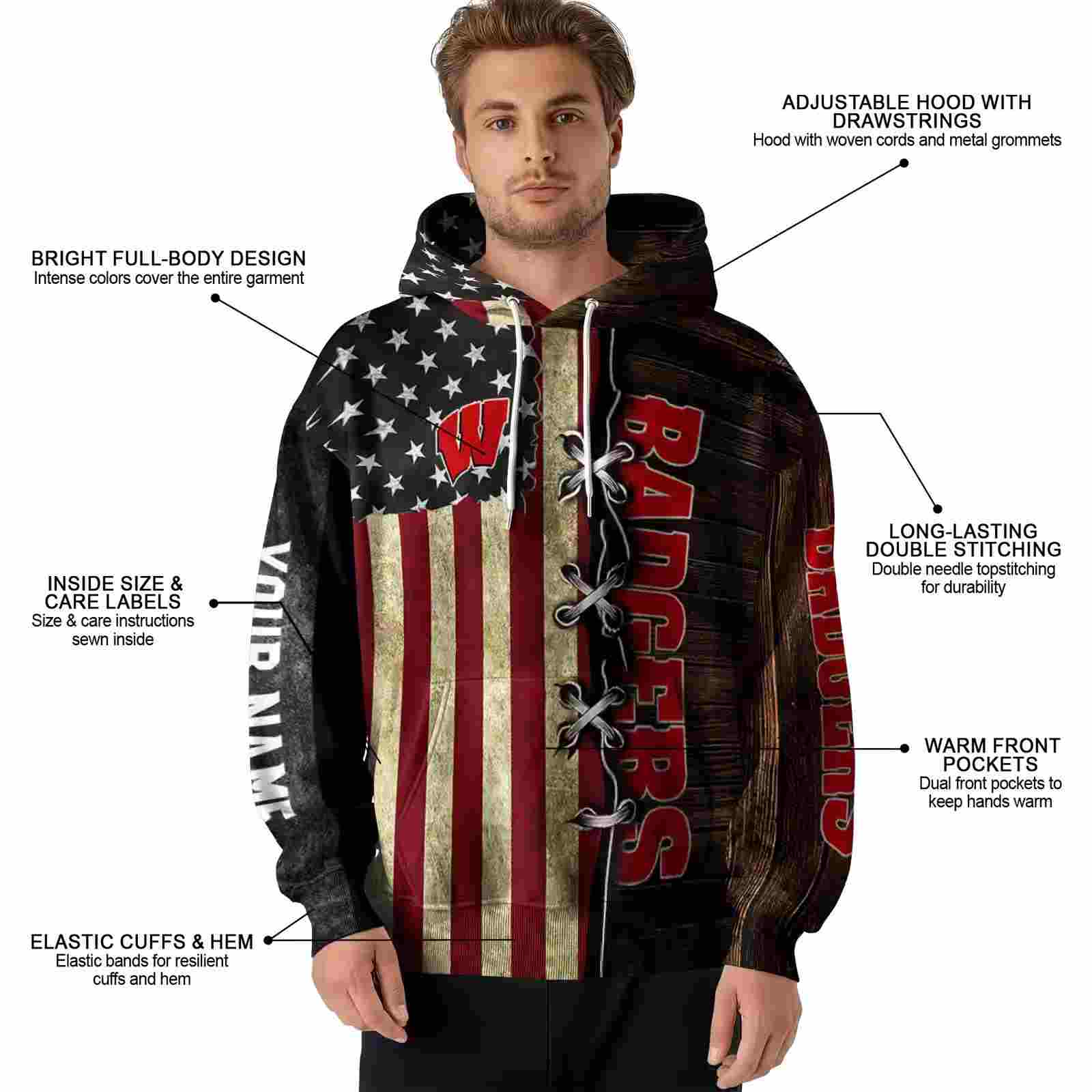 custom wisconsin badgers american pride hoodie latest model
