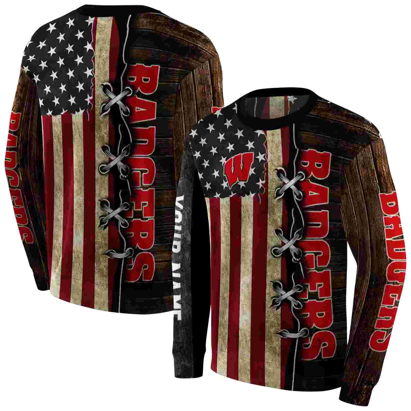 custom wisconsin badgers american pride hoodie premium grade