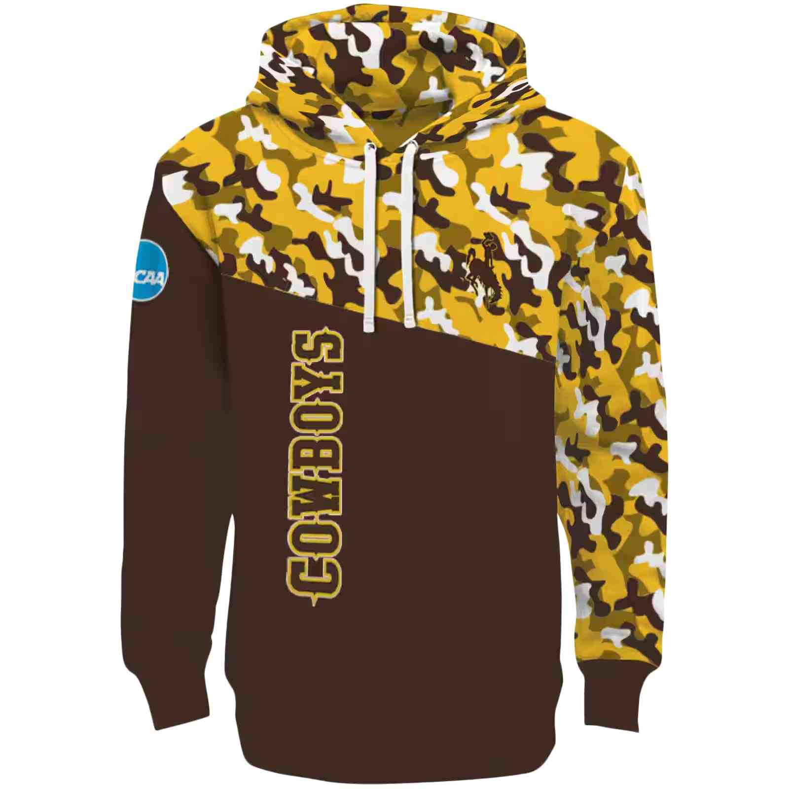 Custom Wyoming Cowboys Camo Pattern Brown Hoodie