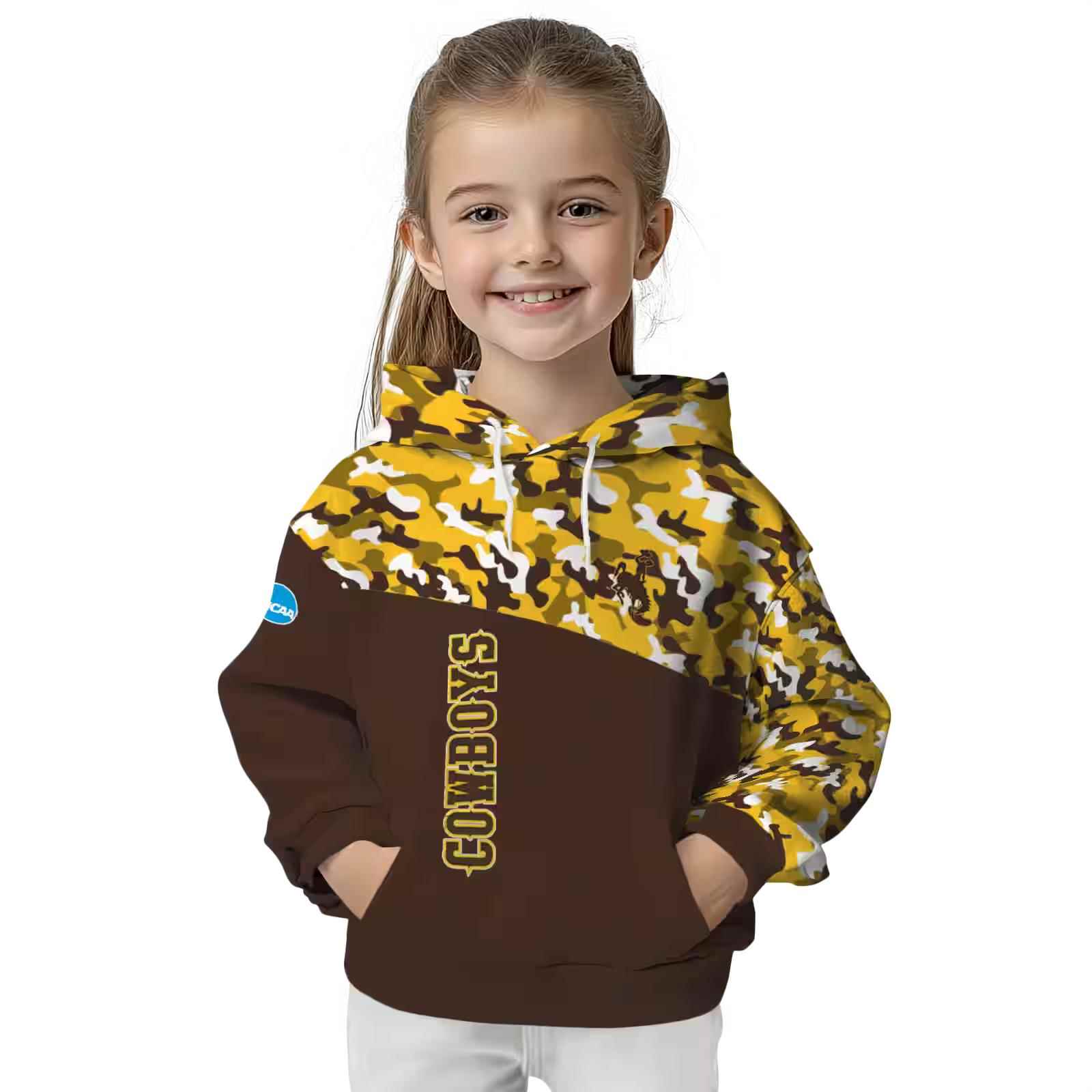 custom wyoming cowboys camo pattern brown hoodie top rated