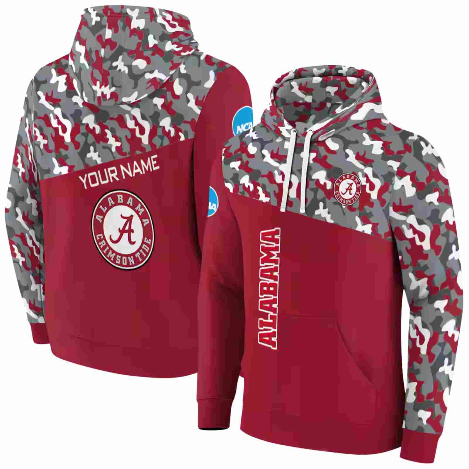 customized alabama crimson tide camo pattern crimson hoodie fashion forward