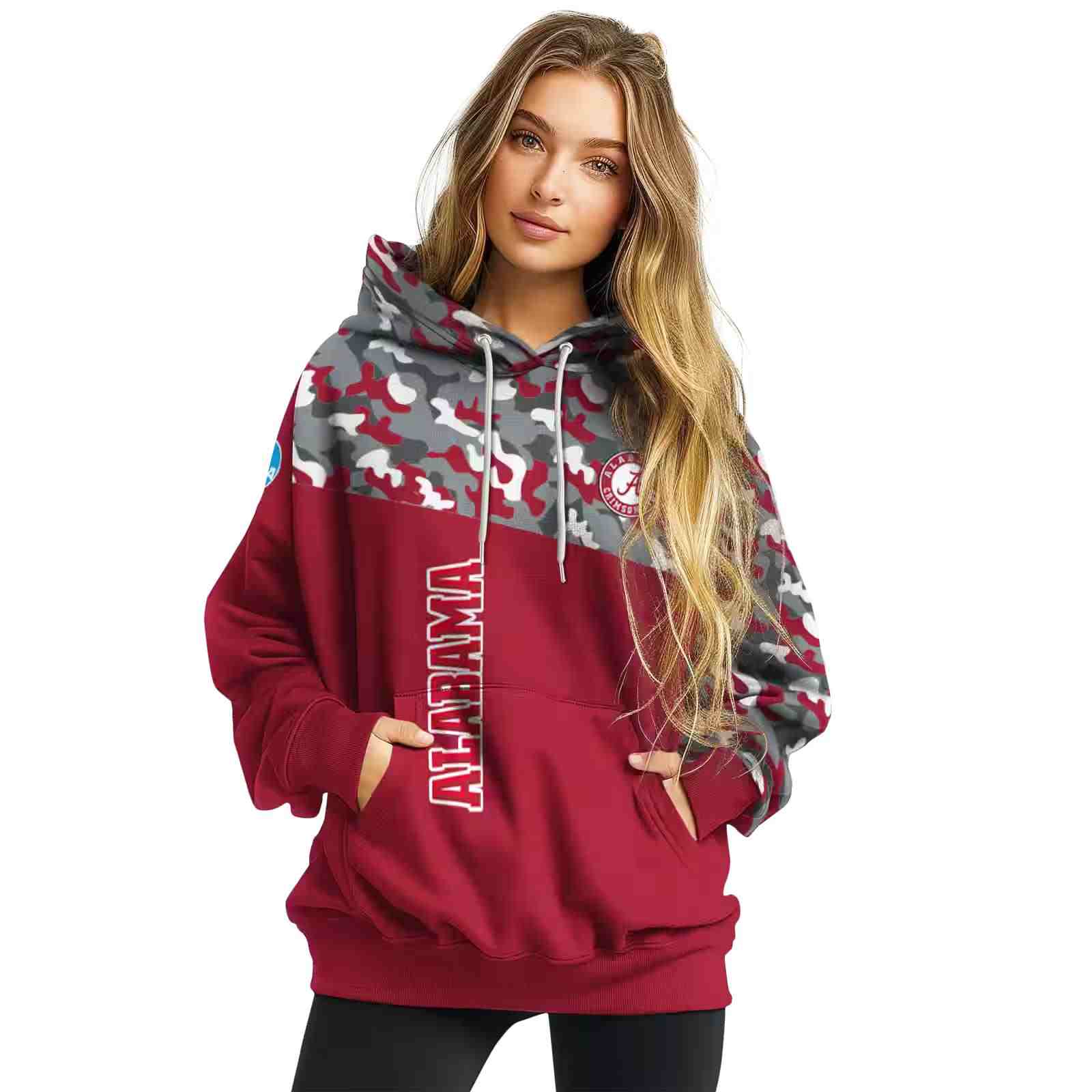 customized alabama crimson tide camo pattern crimson hoodie high quality