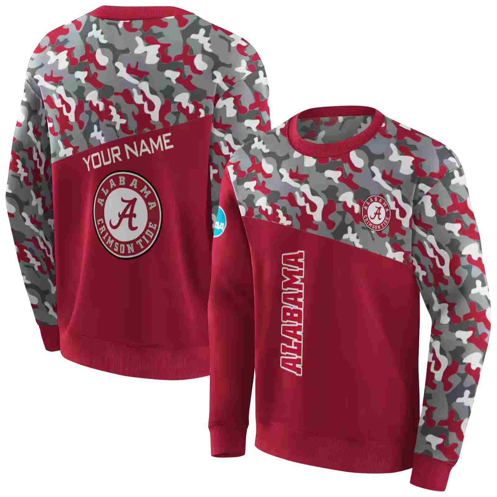 customized alabama crimson tide camo pattern crimson hoodie premium grade