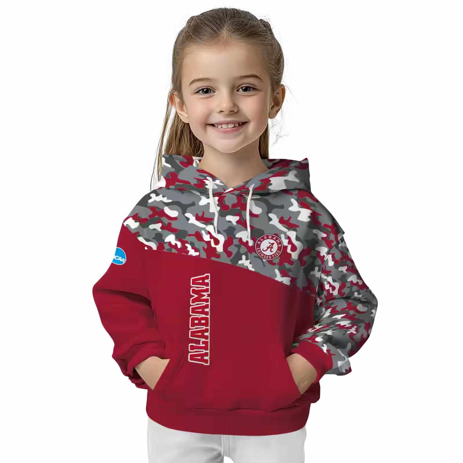 customized alabama crimson tide camo pattern crimson hoodie top rated