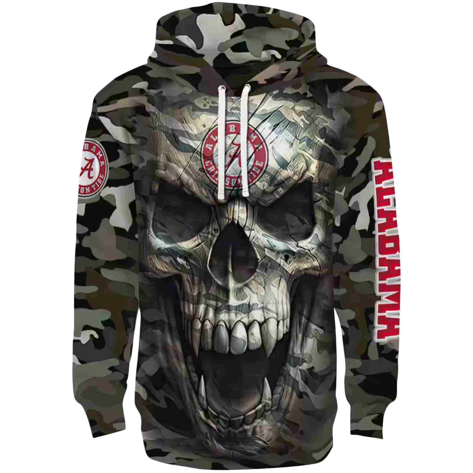 Customized Alabama Crimson Tide Camo Skull Hoodie