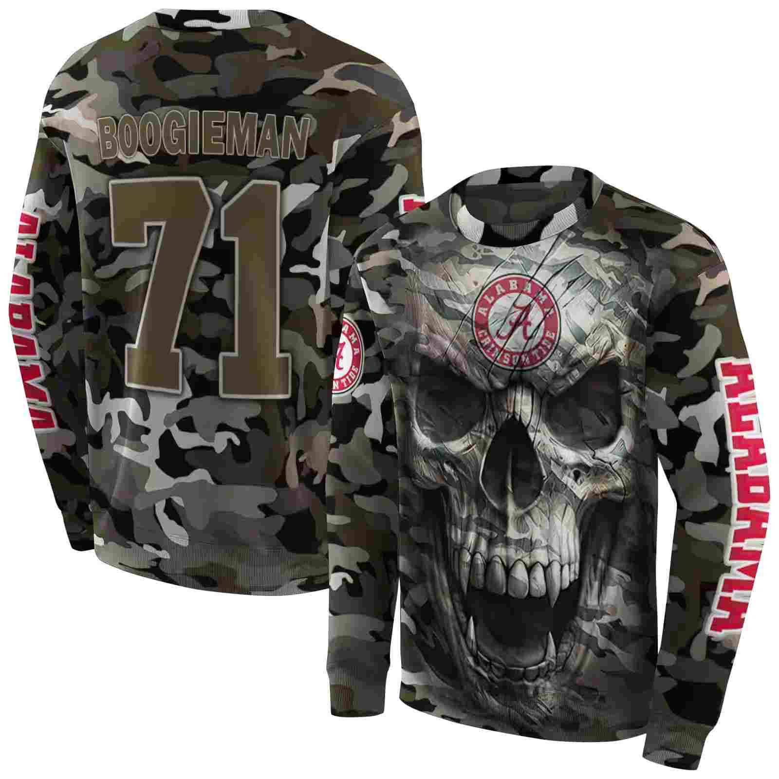 customized alabama crimson tide camo skull hoodie premium grade