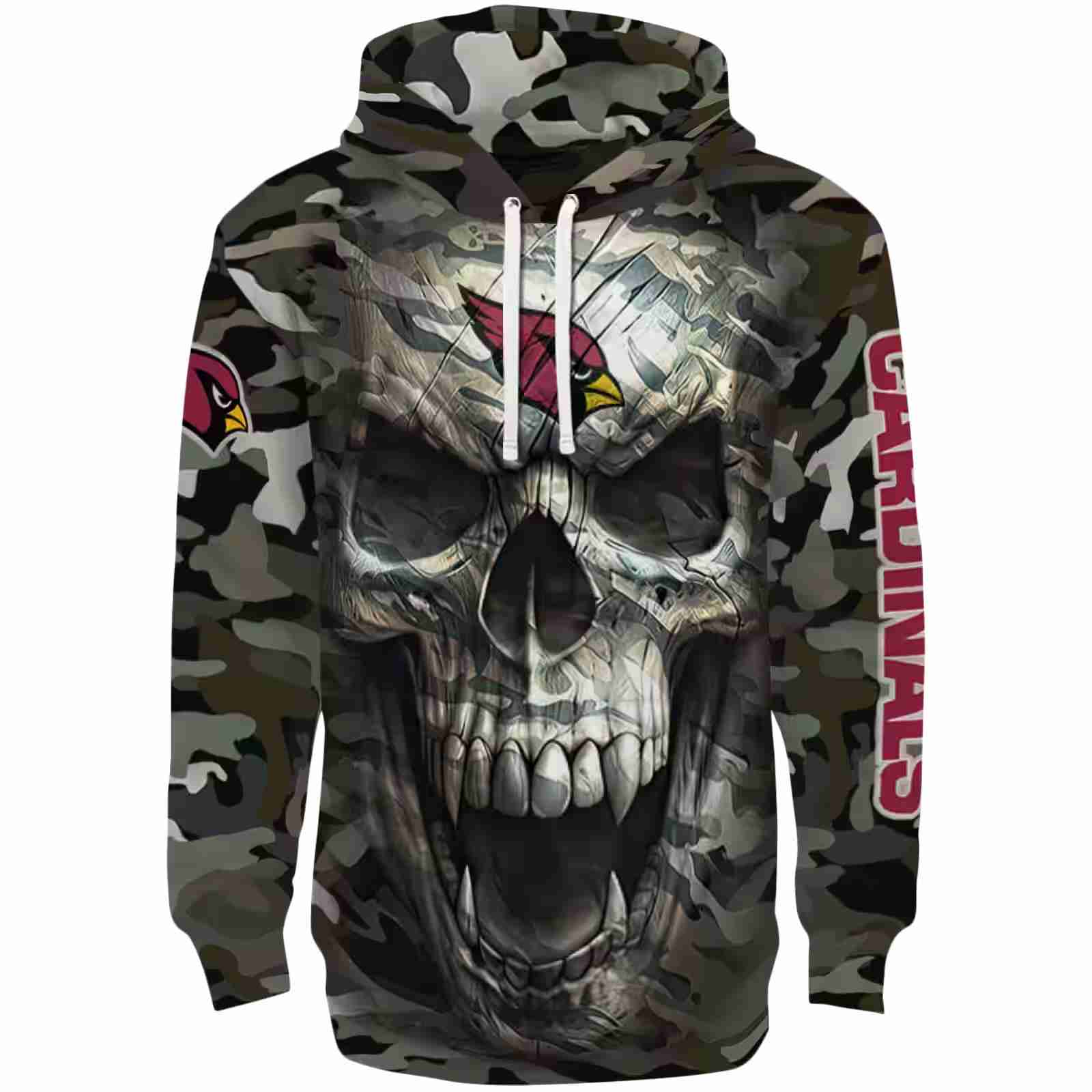 Customized Arizona Cardinals Camo Skull Hoodie