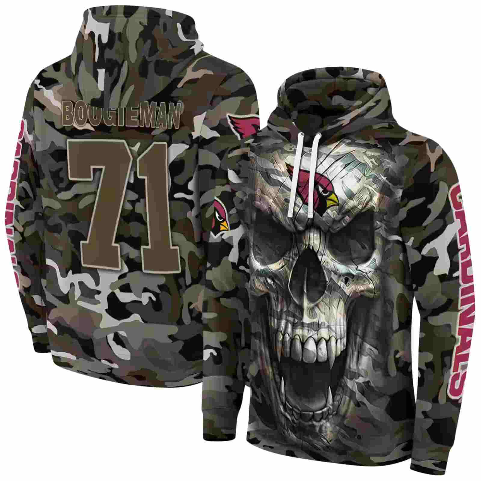 customized arizona cardinals camo skull hoodie fashion forward