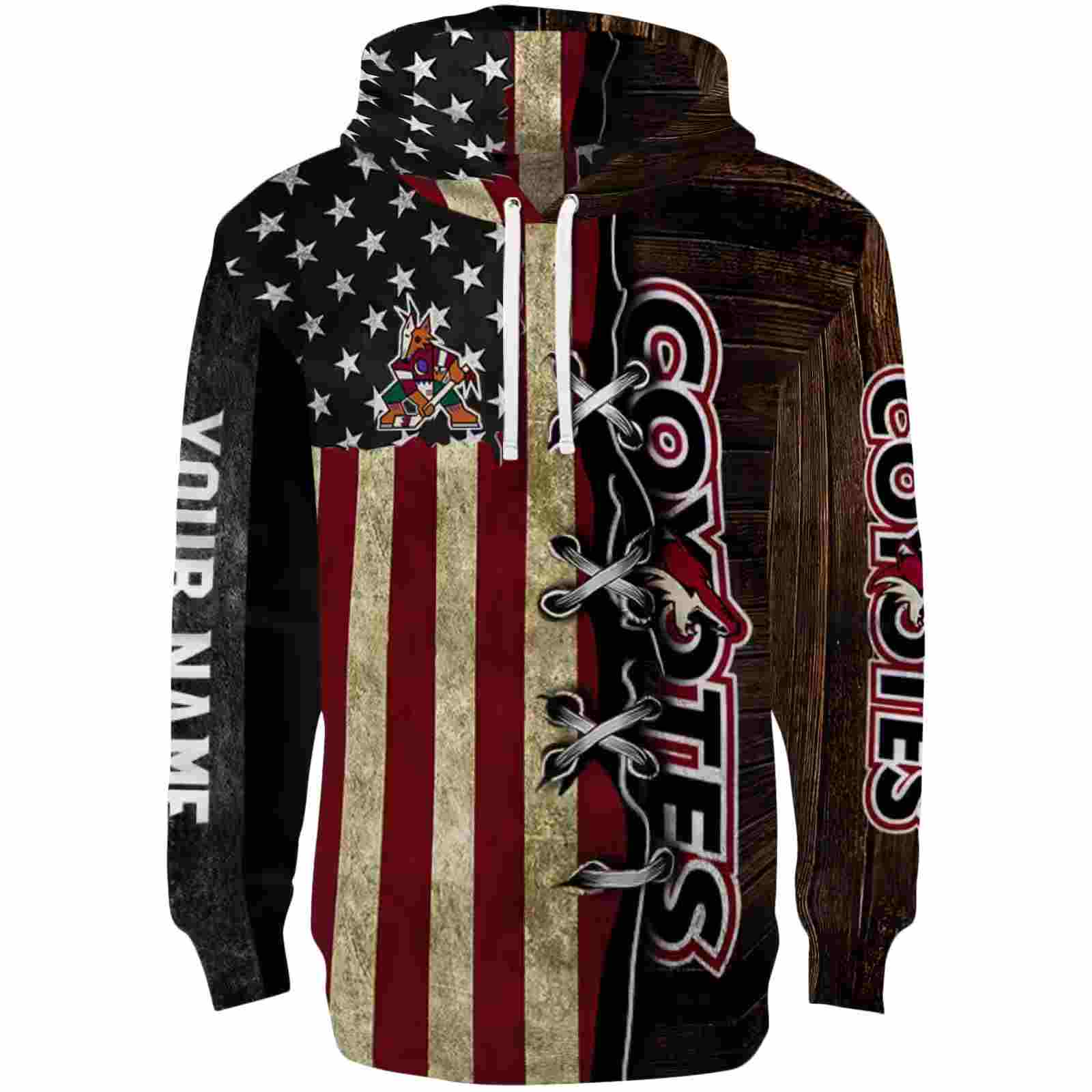 Customized Arizona Coyotes American Pride Hoodie