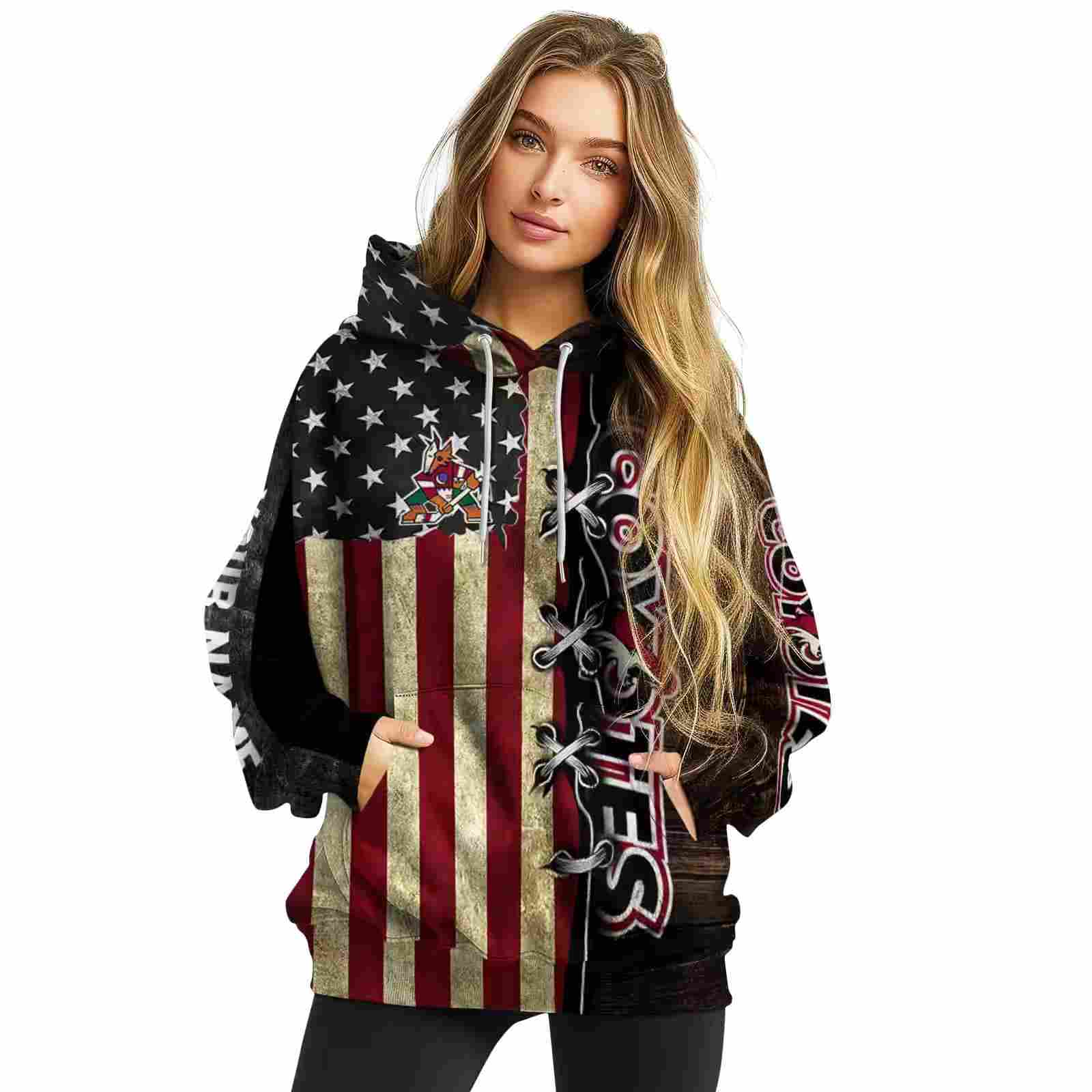 customized arizona coyotes american pride hoodie high quality