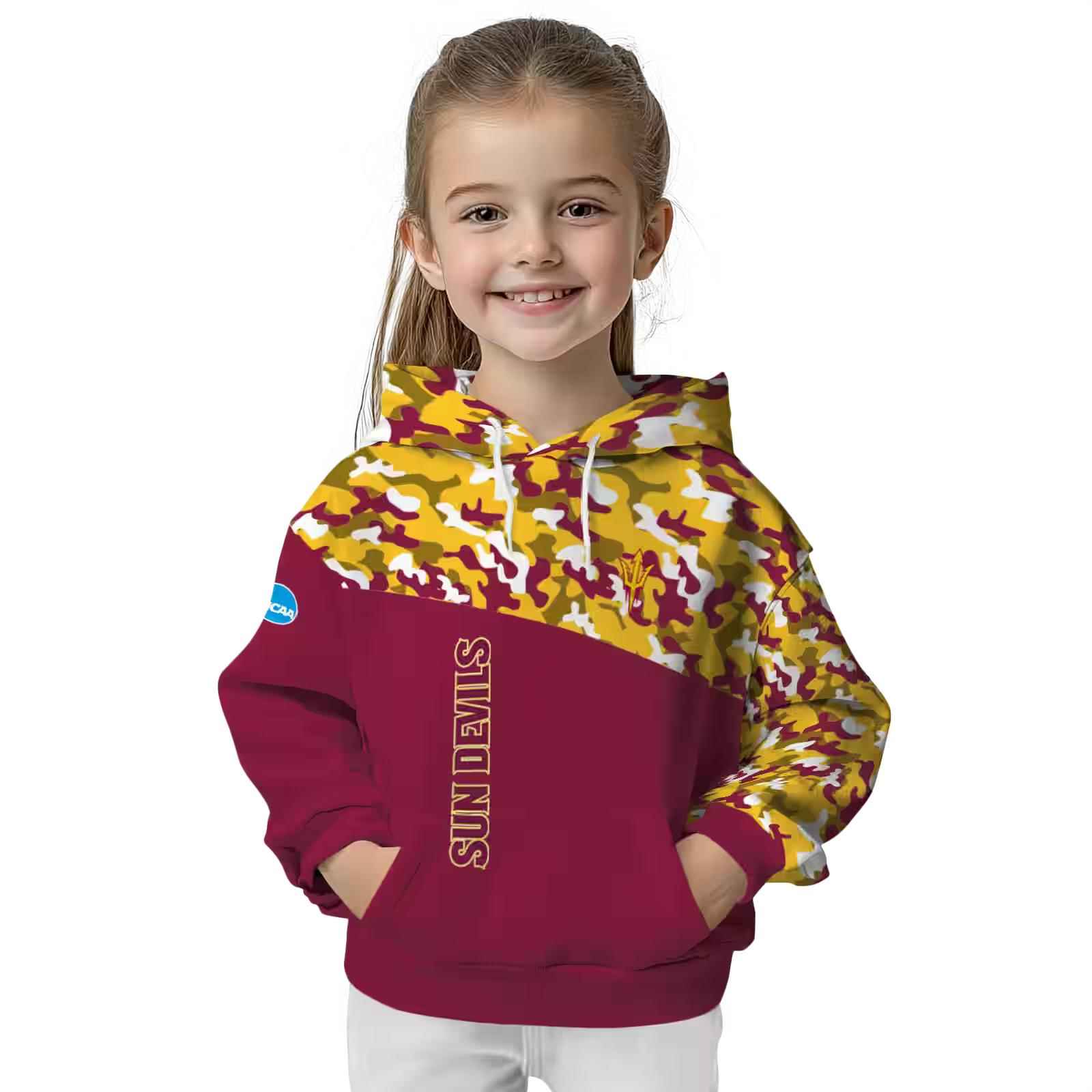 customized arizona state sun devils camo pattern maroon hoodie top rated