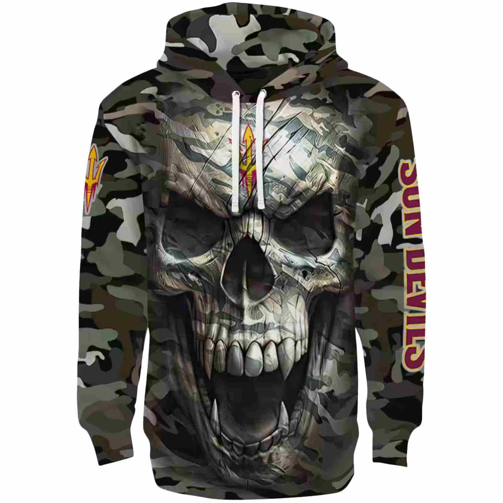 Customized Arizona State Sun Devils Camo Skull Hoodie