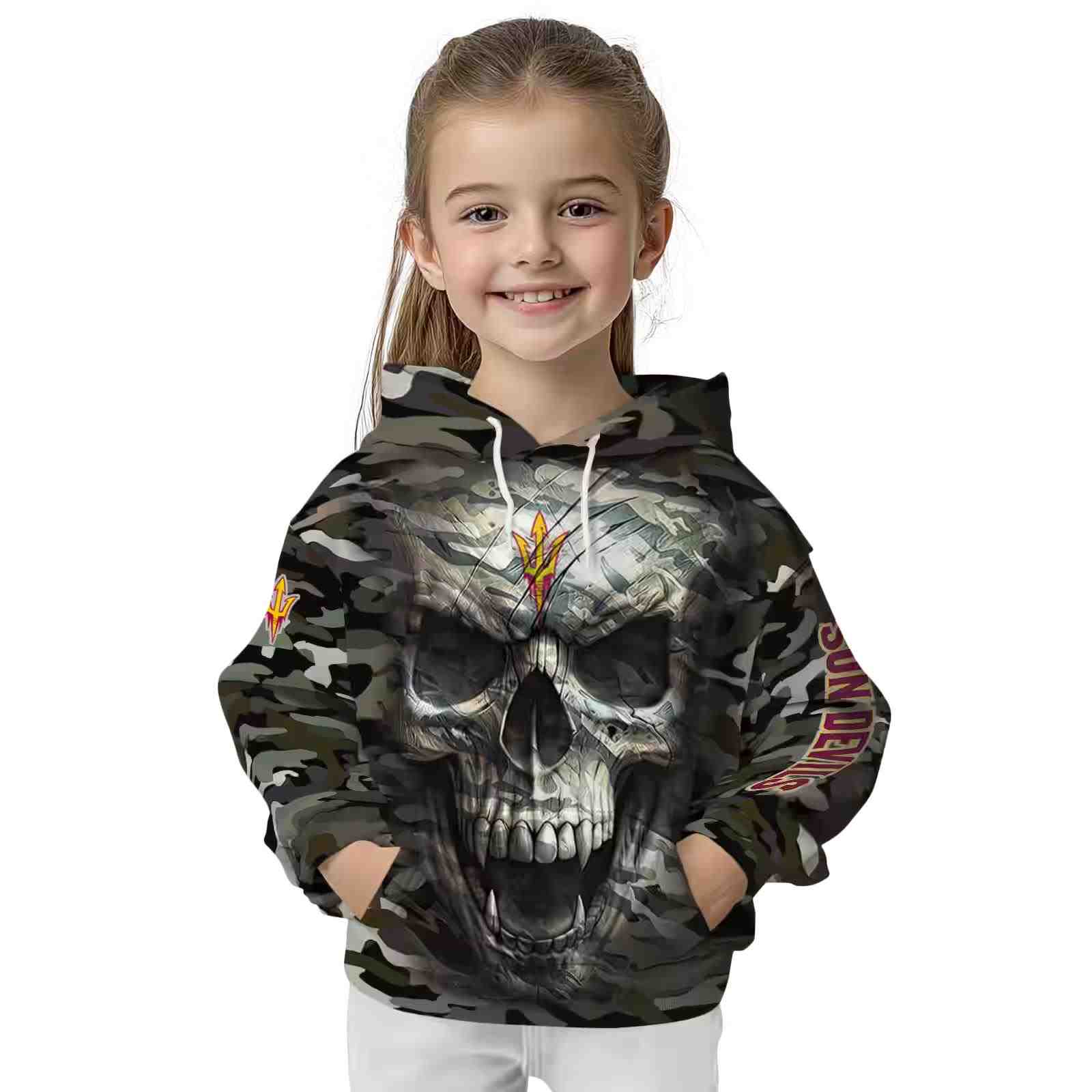 customized arizona state sun devils camo skull hoodie top rated