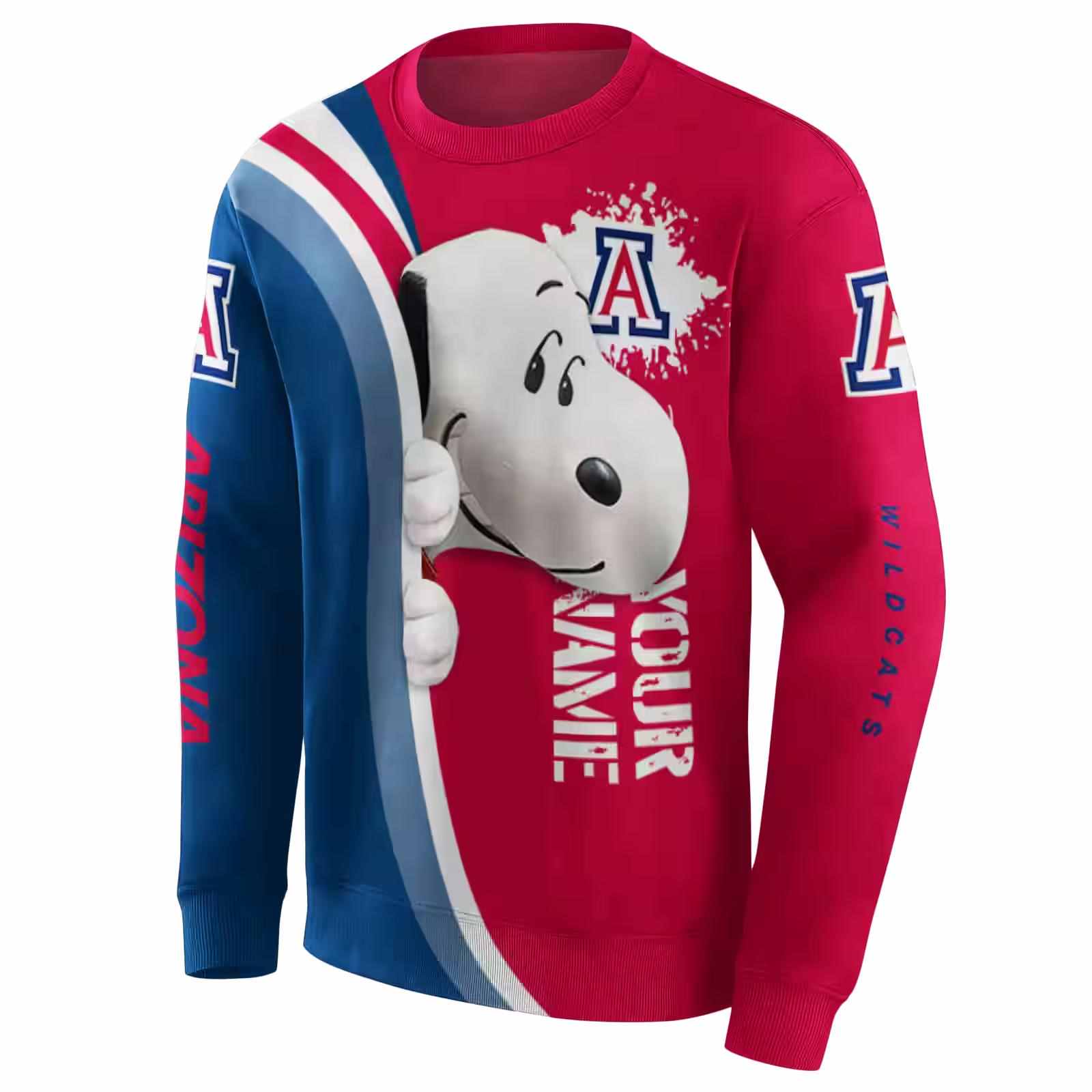 customized arizona wildcats peeking snoopy red hoodie new arrival